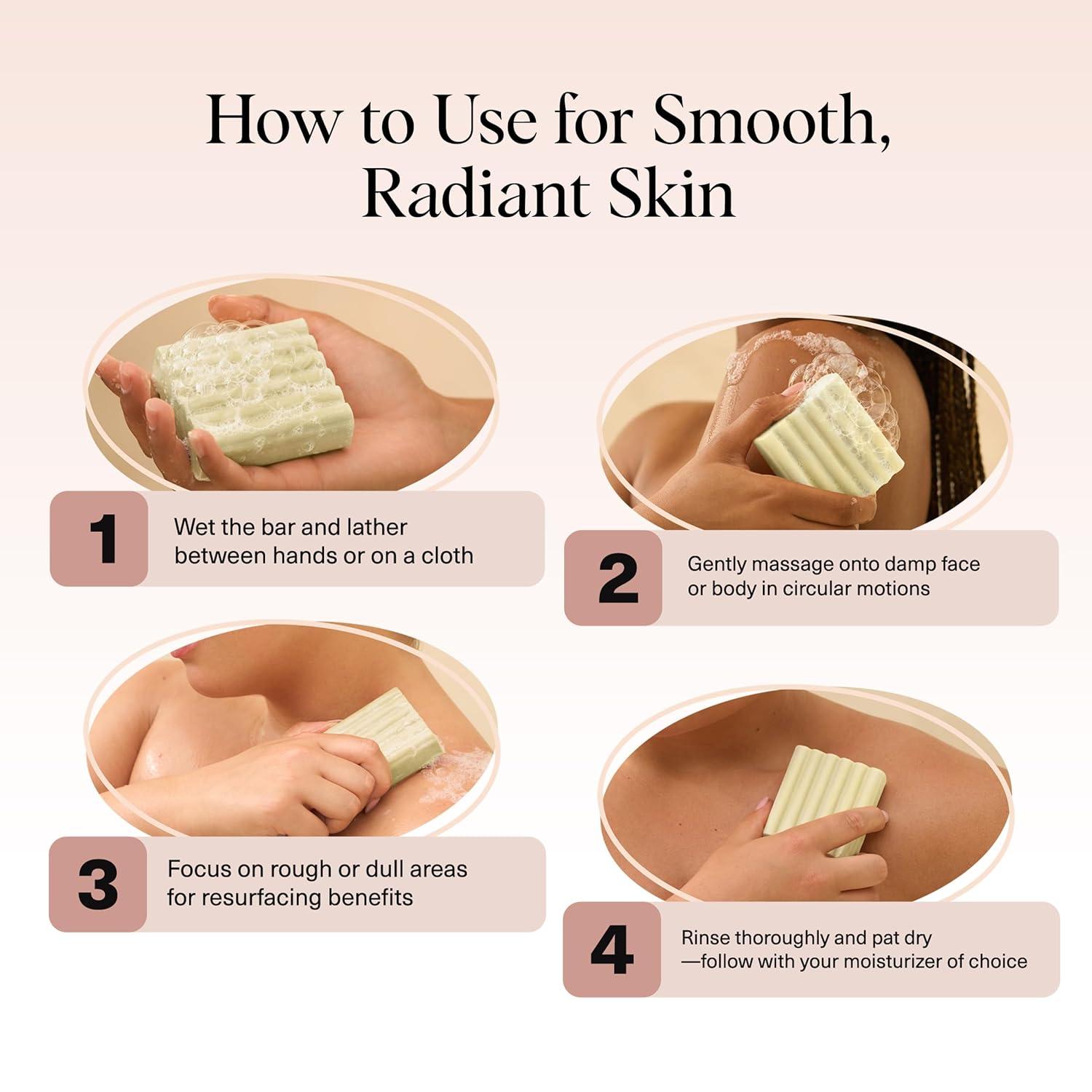 imageKitsch Glycolic Acid Face ampamp Body Wash Bar Resurfacing Bar Soap with Shea Butter for Smoother Brighter Skin Gentle Soap ampamp Body Wash Women ampamp Men Love Cucumber ampamp Eucalyptus Scent Bath Soap 4 oz