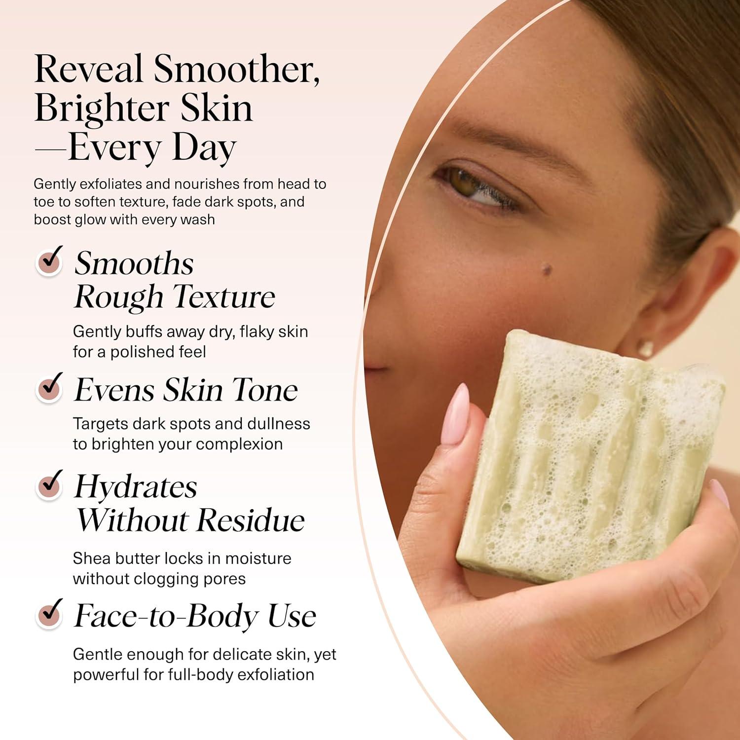 imageKitsch Glycolic Acid Face ampamp Body Wash Bar Resurfacing Bar Soap with Shea Butter for Smoother Brighter Skin Gentle Soap ampamp Body Wash Women ampamp Men Love Cucumber ampamp Eucalyptus Scent Bath Soap 4 oz