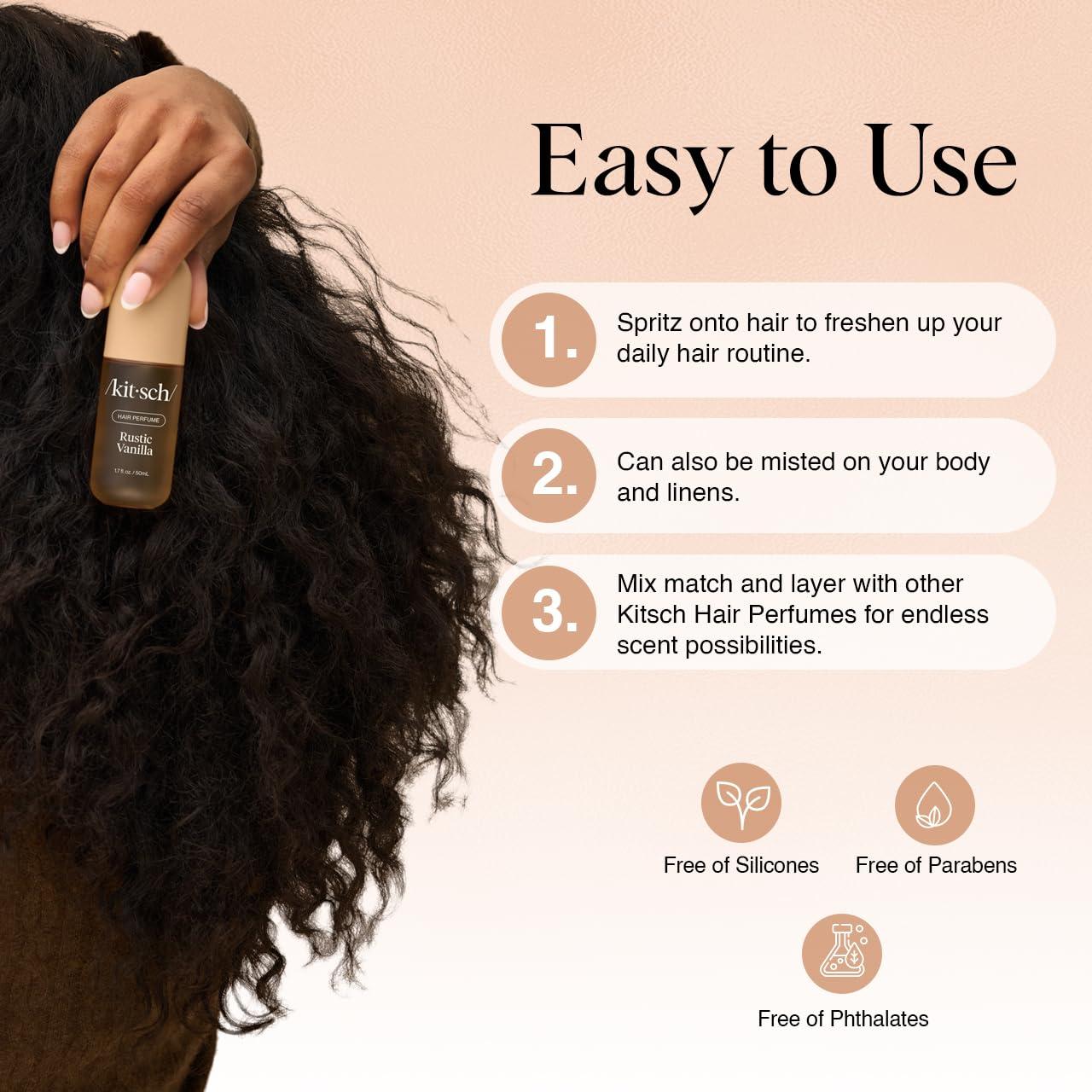 imageKitsch Hair Perfume for Women Rustic Vanilla Clean Deodorizing ampamp Patented OdorEliminating Technology Hair Spray ampamp Body Mist Freshen Hair Pillows Warm Tonka Vanilla ampamp Cedar Blend 50 mL