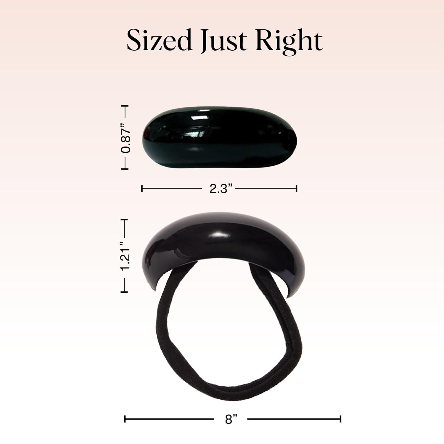 imageKitsch Medium Hair Cuffs for Braids ampamp Ponytails Sleek Hair Ties No Damage for Women Recycled Plastic ampamp Nylon Elastics Stylish ampamp Durable Black ampamp Tort Ideal Gifts for Women 2pcs