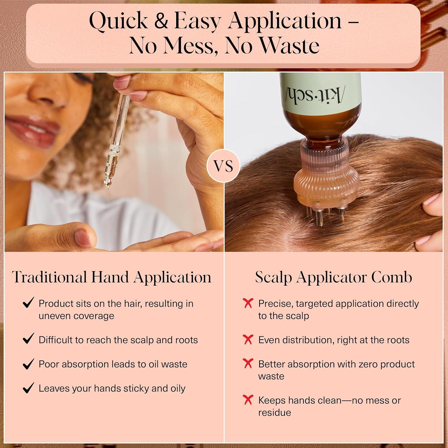 imageKitsch Scalp ampamp Hair Oil Applicator Stainless Steel Bristles Scalp Oil Applicator for Even Distribution MessFree Oiling ampamp Head Massager Scalp Precision Hair Care Tool for Roots ampamp All Hair Types