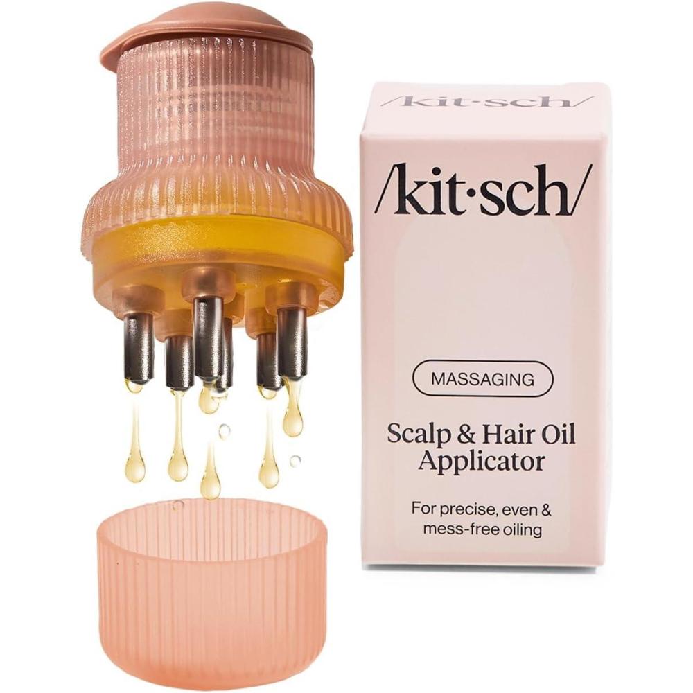 imageKitsch Scalp ampamp Hair Oil Applicator Stainless Steel Bristles Scalp Oil Applicator for Even Distribution MessFree Oiling ampamp Head Massager Scalp Precision Hair Care Tool for Roots ampamp All Hair Types
