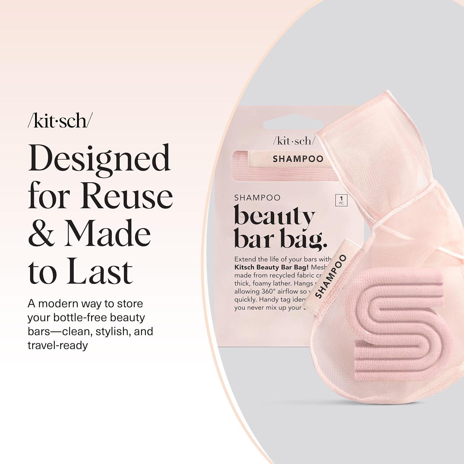 imageKitsch Bar Soap Saver Bag Patented Mesh Bag Soap Holder for Shampoo and Conditioner Bars Extends Use ampamp Prevents Soggy Mess Recycled Mesh Beauty Pouch EcoFriendly BlackBlush