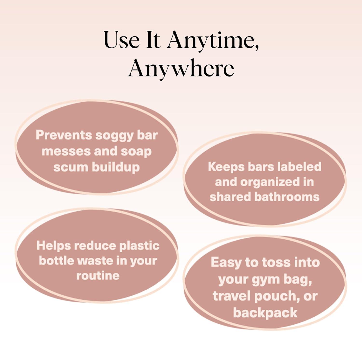 imageKitsch Bar Soap Saver Bag Patented Mesh Bag Soap Holder for Shampoo and Conditioner Bars Extends Use ampamp Prevents Soggy Mess Recycled Mesh Beauty Pouch EcoFriendly BlackBlush