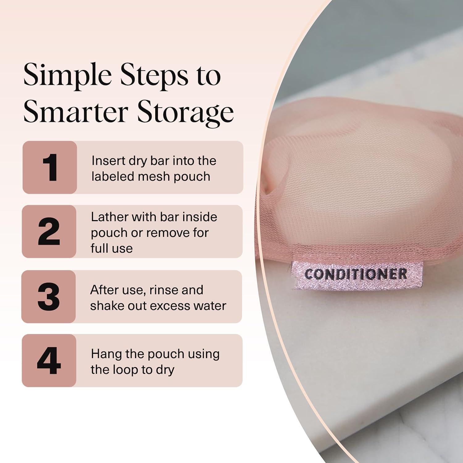 imageKitsch Bar Soap Saver Bag Patented Mesh Bag Soap Holder for Shampoo and Conditioner Bars Extends Use ampamp Prevents Soggy Mess Recycled Mesh Beauty Pouch EcoFriendly BlackBlush Terracotta