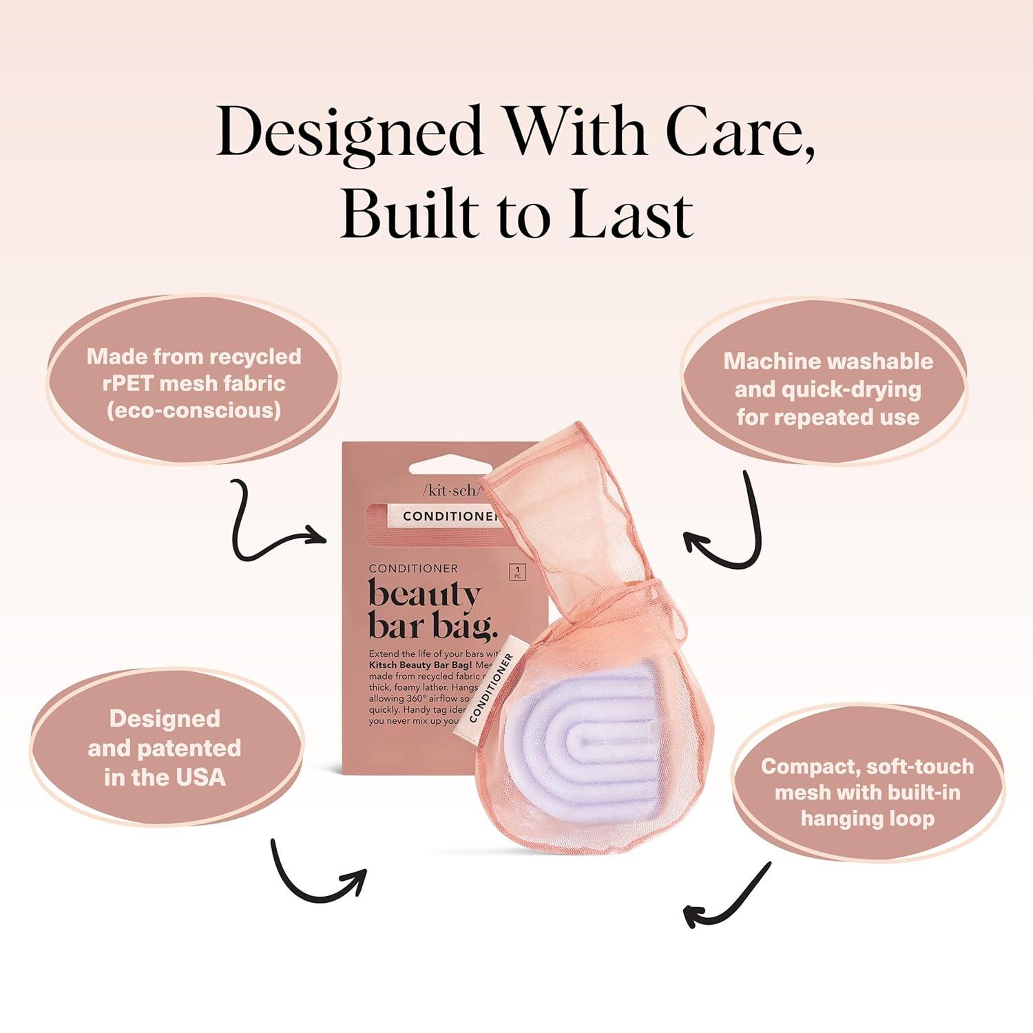 imageKitsch Bar Soap Saver Bag Patented Mesh Bag Soap Holder for Shampoo and Conditioner Bars Extends Use ampamp Prevents Soggy Mess Recycled Mesh Beauty Pouch EcoFriendly BlackTerracotta