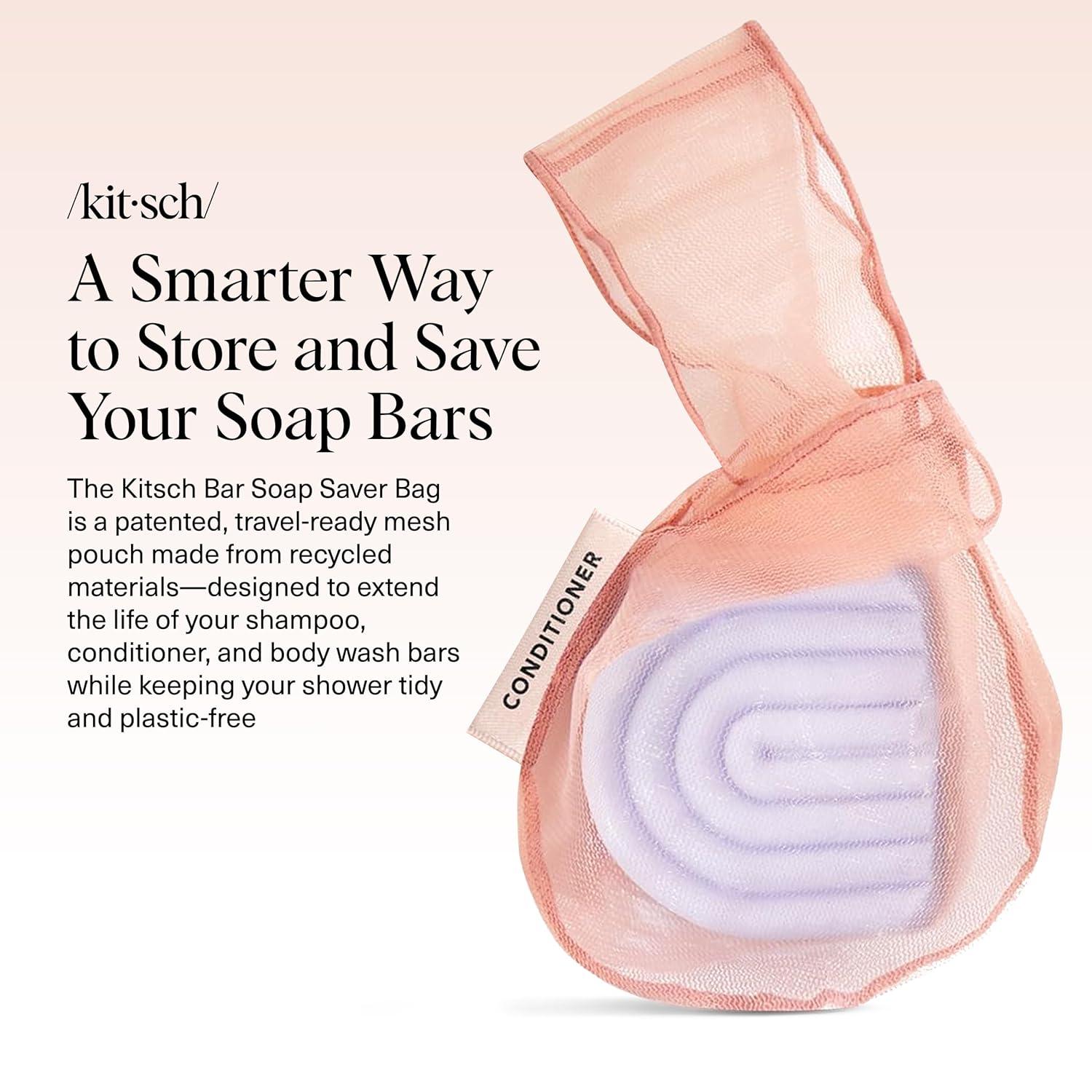 imageKitsch Bar Soap Saver Bag Patented Mesh Bag Soap Holder for Shampoo and Conditioner Bars Extends Use ampamp Prevents Soggy Mess Recycled Mesh Beauty Pouch EcoFriendly BlackTerracotta