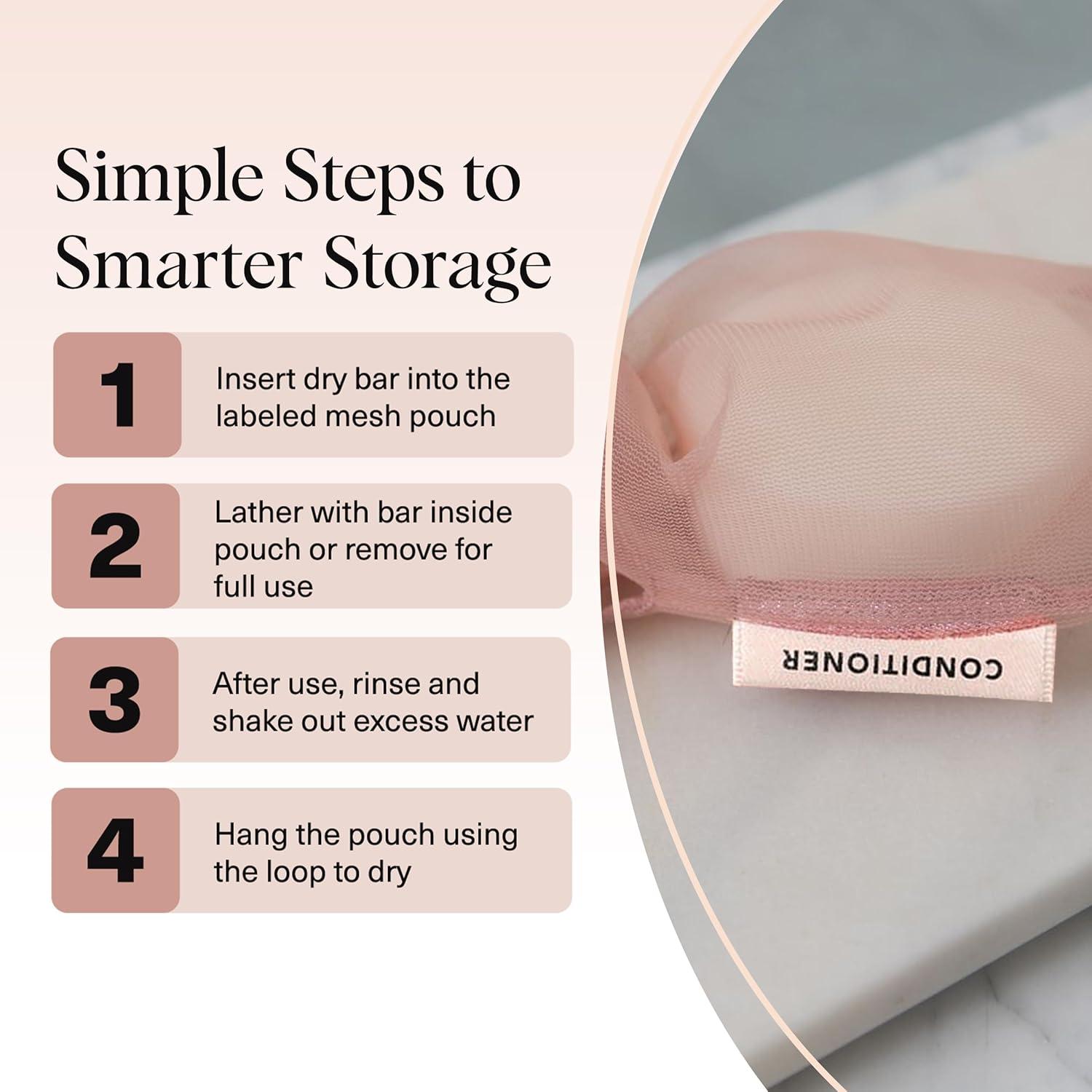 imageKitsch Bar Soap Saver Bag Patented Mesh Bag Soap Holder for Shampoo and Conditioner Bars Extends Use ampamp Prevents Soggy Mess Recycled Mesh Beauty Pouch EcoFriendly BlackTerracotta