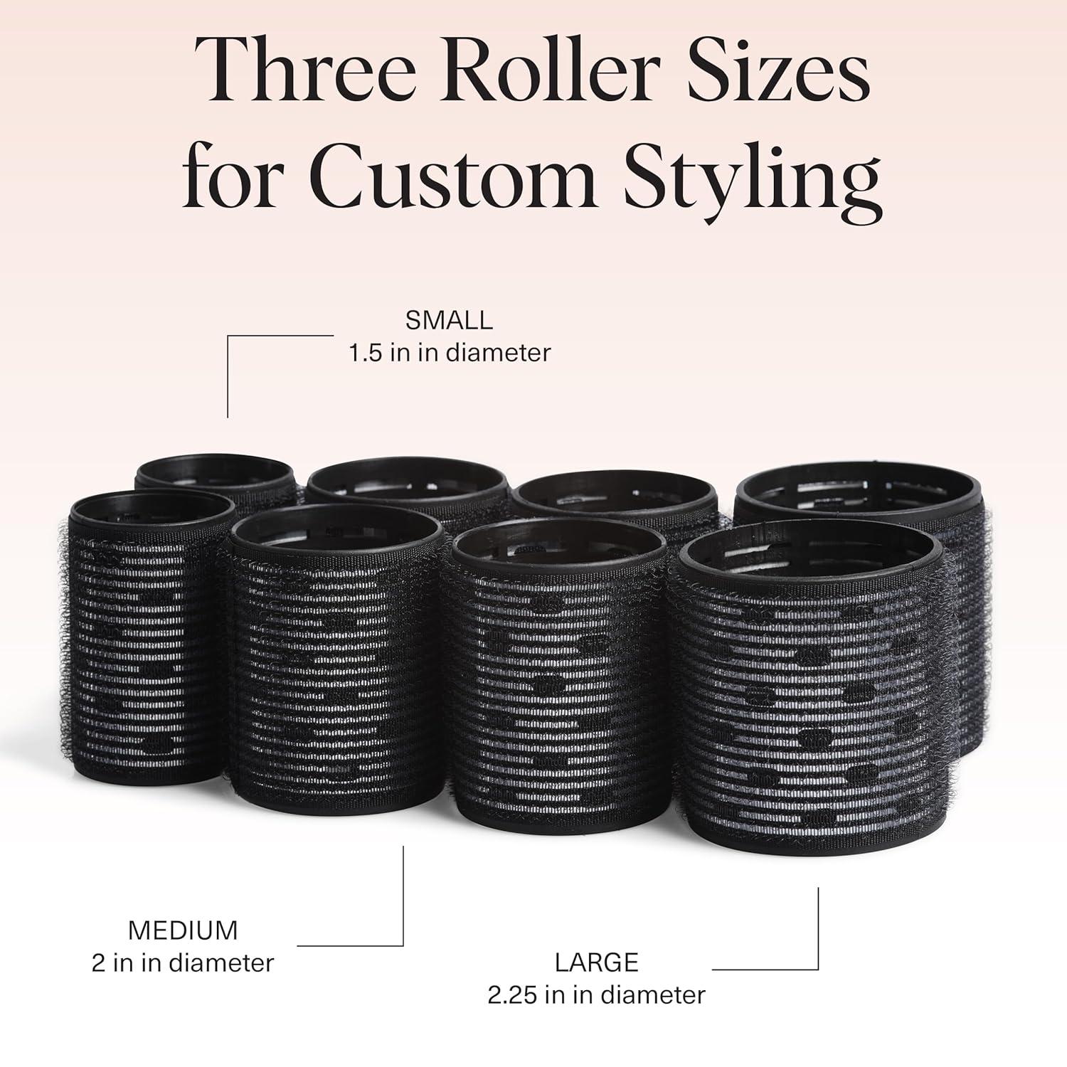 imageKitsch Ceramic Thermal Hair Rollers for Women Self Grip Hair Curlers for Heatless Curls Overnight Volumizing Large Rollers for Short ampamp Long Hair For Long Lasting FrizzFree Curls Black 8pcsBlack