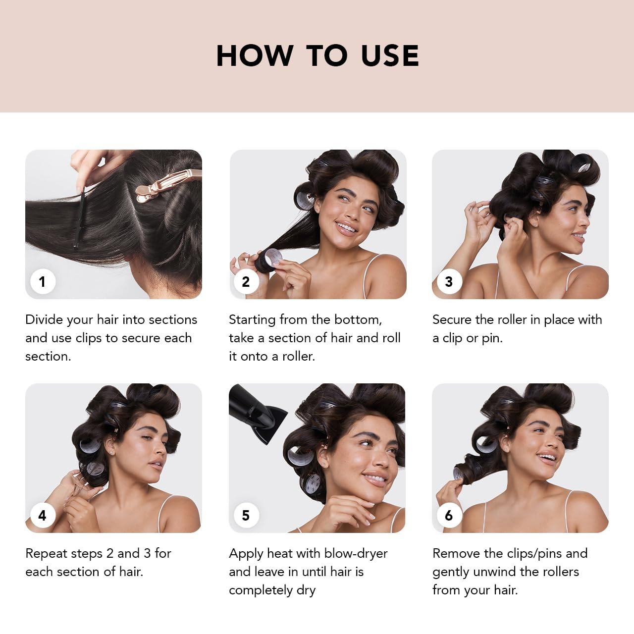 imageKitsch Ceramic Thermal Hair Rollers for Women Self Grip Hair Curlers for Heatless Curls Overnight Volumizing Large Rollers for Short ampamp Long Hair For Long Lasting FrizzFree Curls Black 8pcsTerracotta