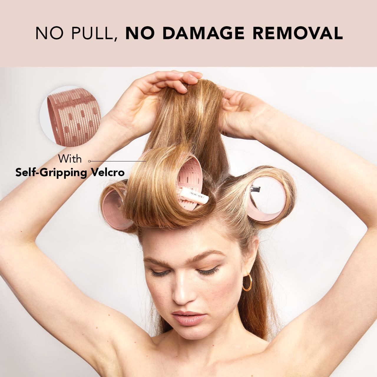 imageKitsch Ceramic Thermal Hair Rollers for Women Self Grip Hair Curlers for Heatless Curls Overnight Volumizing Large Rollers for Short ampamp Long Hair For Long Lasting FrizzFree Curls Black 8pcsTerracotta