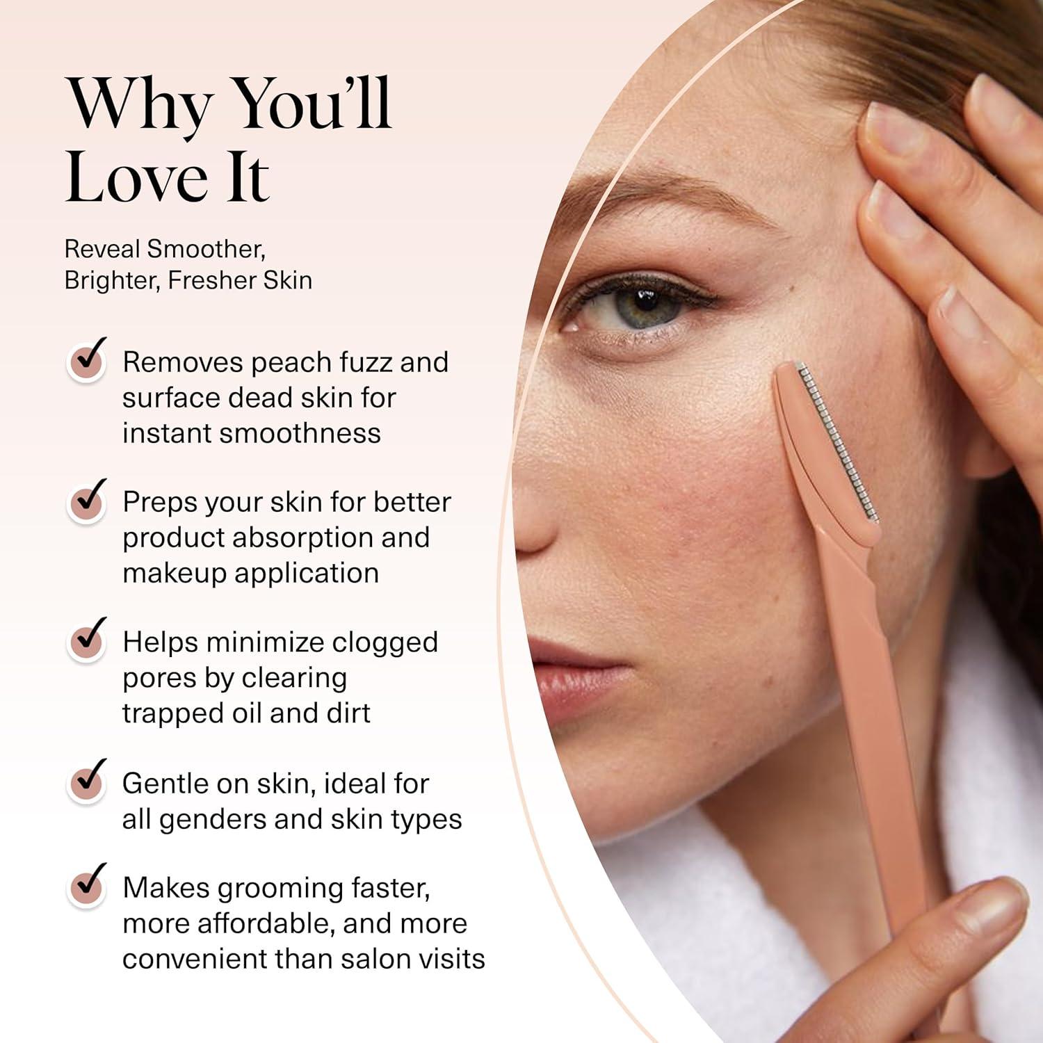 imageKitsch Dermaplane Razor for Women Face Face Razors for Women ampamp Men Eyebrow Trimmer ampamp Face Shaver Exfoliating Facial Razor ampamp Skin Care Tool for Smoother Skin Black 6 pcsTerracotta