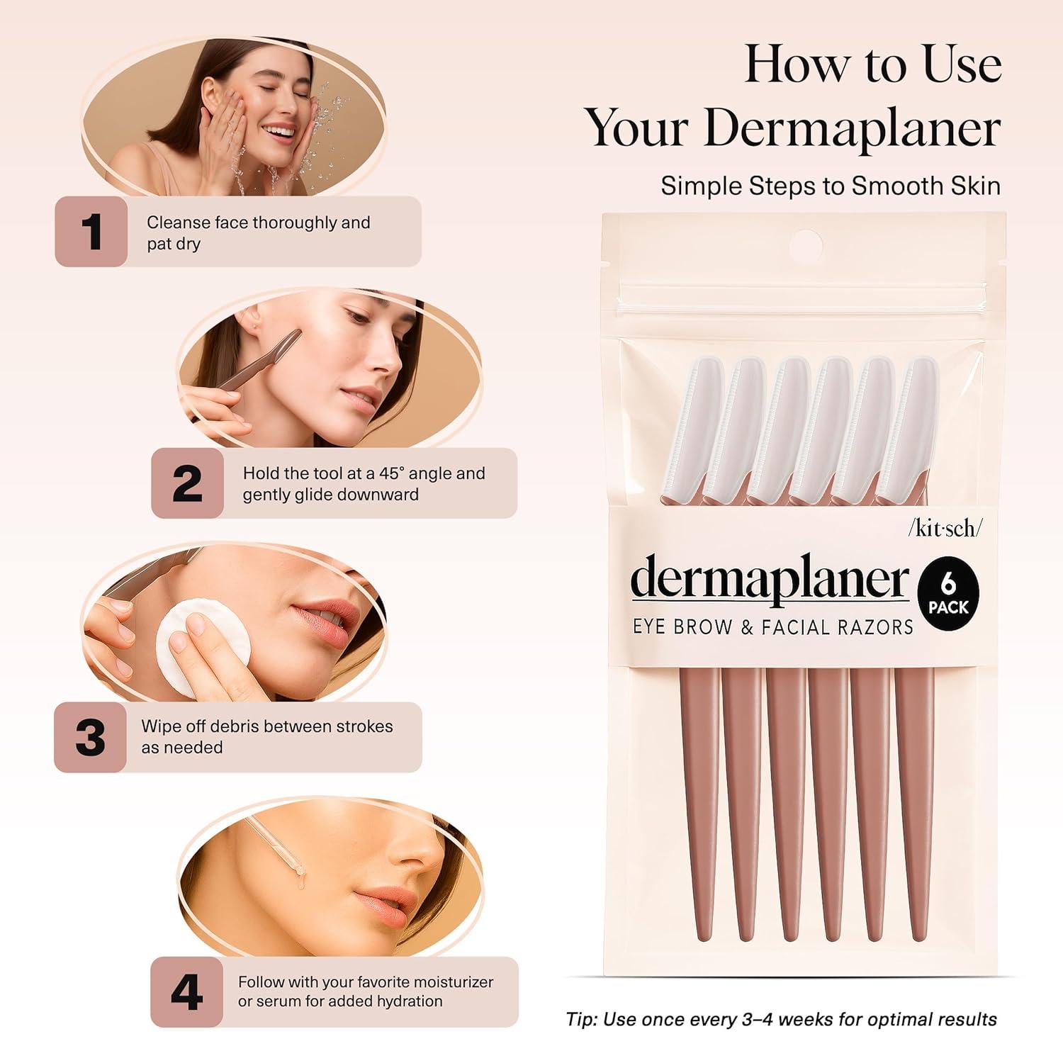 imageKitsch Dermaplane Razor for Women Face Face Razors for Women ampamp Men Eyebrow Trimmer ampamp Face Shaver Exfoliating Facial Razor ampamp Skin Care Tool for Smoother Skin Black 6 pcsTerracotta