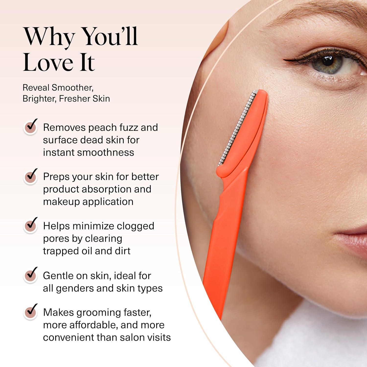 imageKitsch Dermaplane Razor for Women Face Face Razors for Women ampamp Men Eyebrow Trimmer ampamp Face Shaver Exfoliating Facial Razor ampamp Skin Care Tool for Smoother Skin Black 6 pcsCoral