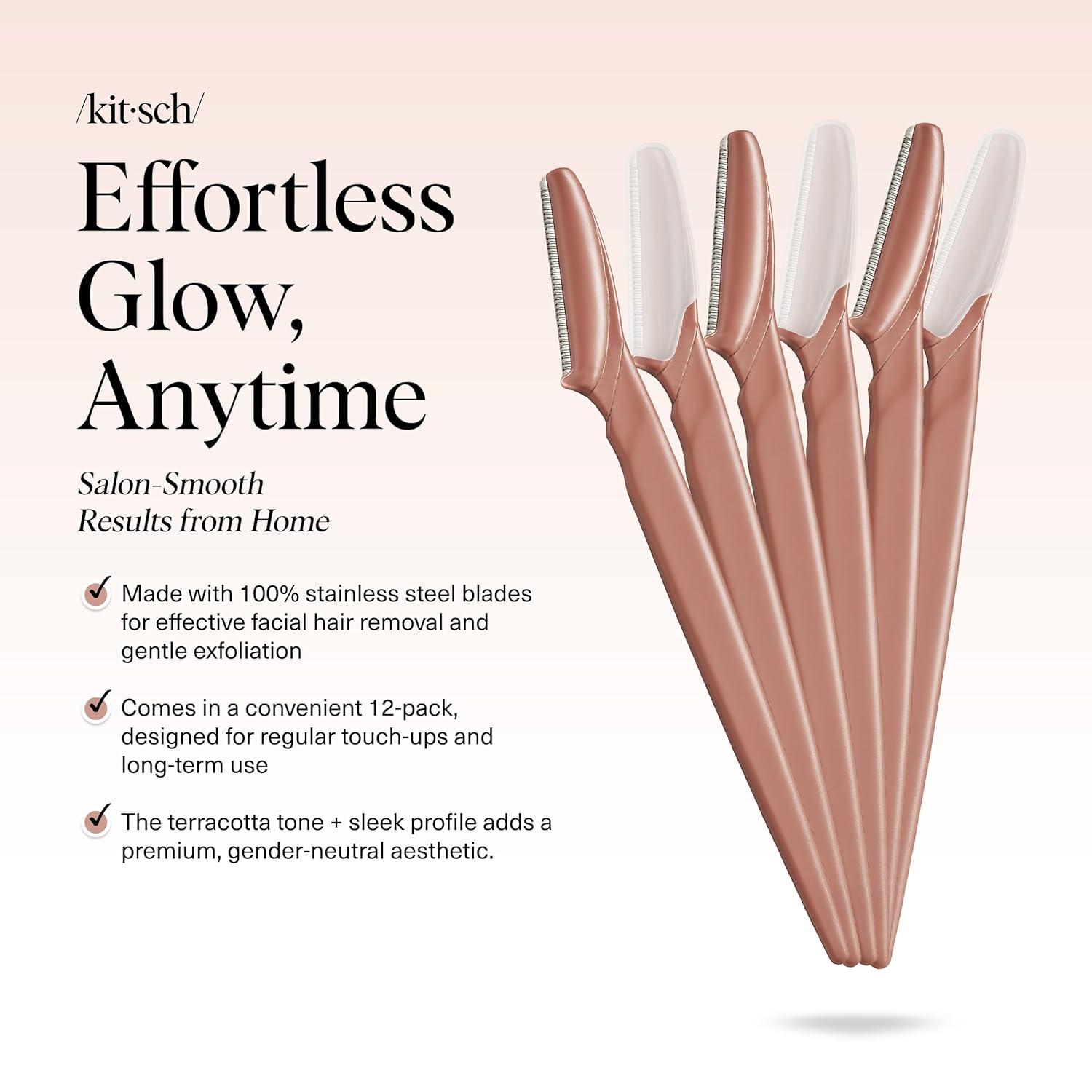 imageKitsch Dermaplane Razor for Women Face Face Razors for Women ampamp Men Eyebrow Trimmer ampamp Face Shaver Exfoliating Facial Razor ampamp Skin Care Tool for Smoother Skin Black 6 pcsTerracotta