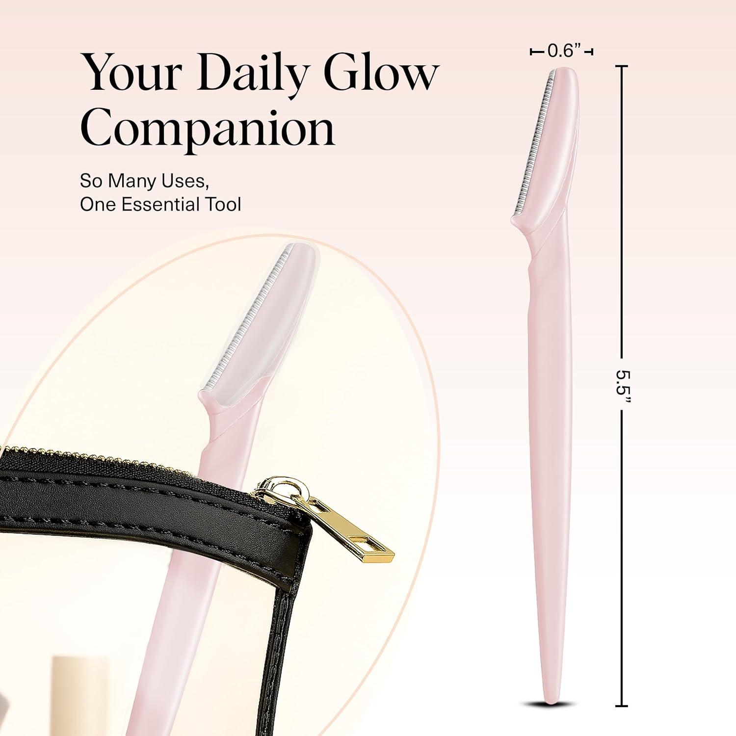 imageKitsch Dermaplane Razor for Women Face Face Razors for Women ampamp Men Eyebrow Trimmer ampamp Face Shaver Exfoliating Facial Razor ampamp Skin Care Tool for Smoother Skin Black 6 pcsBlush