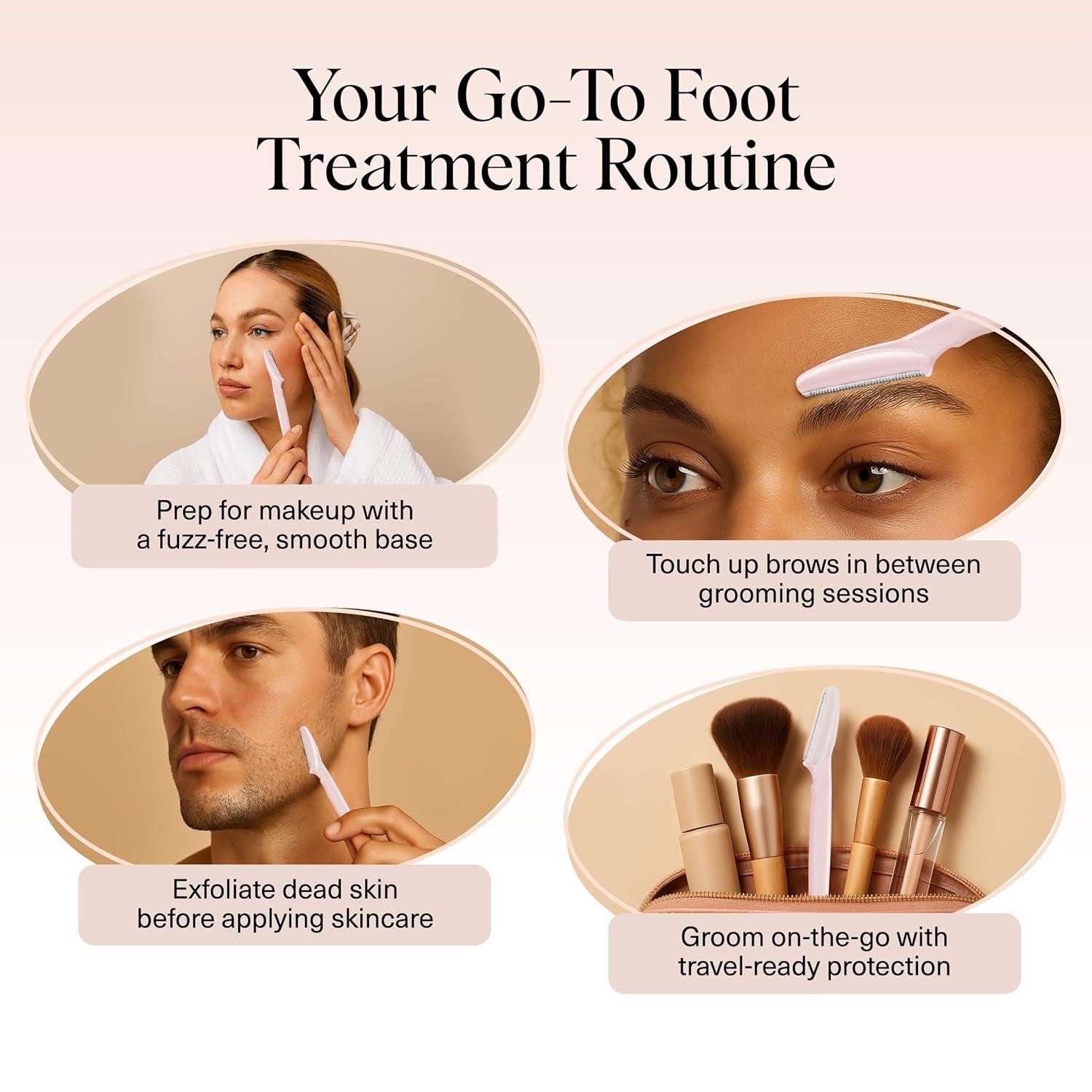 imageKitsch Dermaplane Razor for Women Face Face Razors for Women ampamp Men Eyebrow Trimmer ampamp Face Shaver Exfoliating Facial Razor ampamp Skin Care Tool for Smoother Skin Black 6 pcsBlush