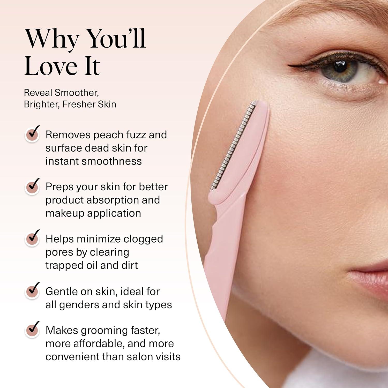 imageKitsch Dermaplane Razor for Women Face Face Razors for Women ampamp Men Eyebrow Trimmer ampamp Face Shaver Exfoliating Facial Razor ampamp Skin Care Tool for Smoother Skin Black 6 pcsBlush