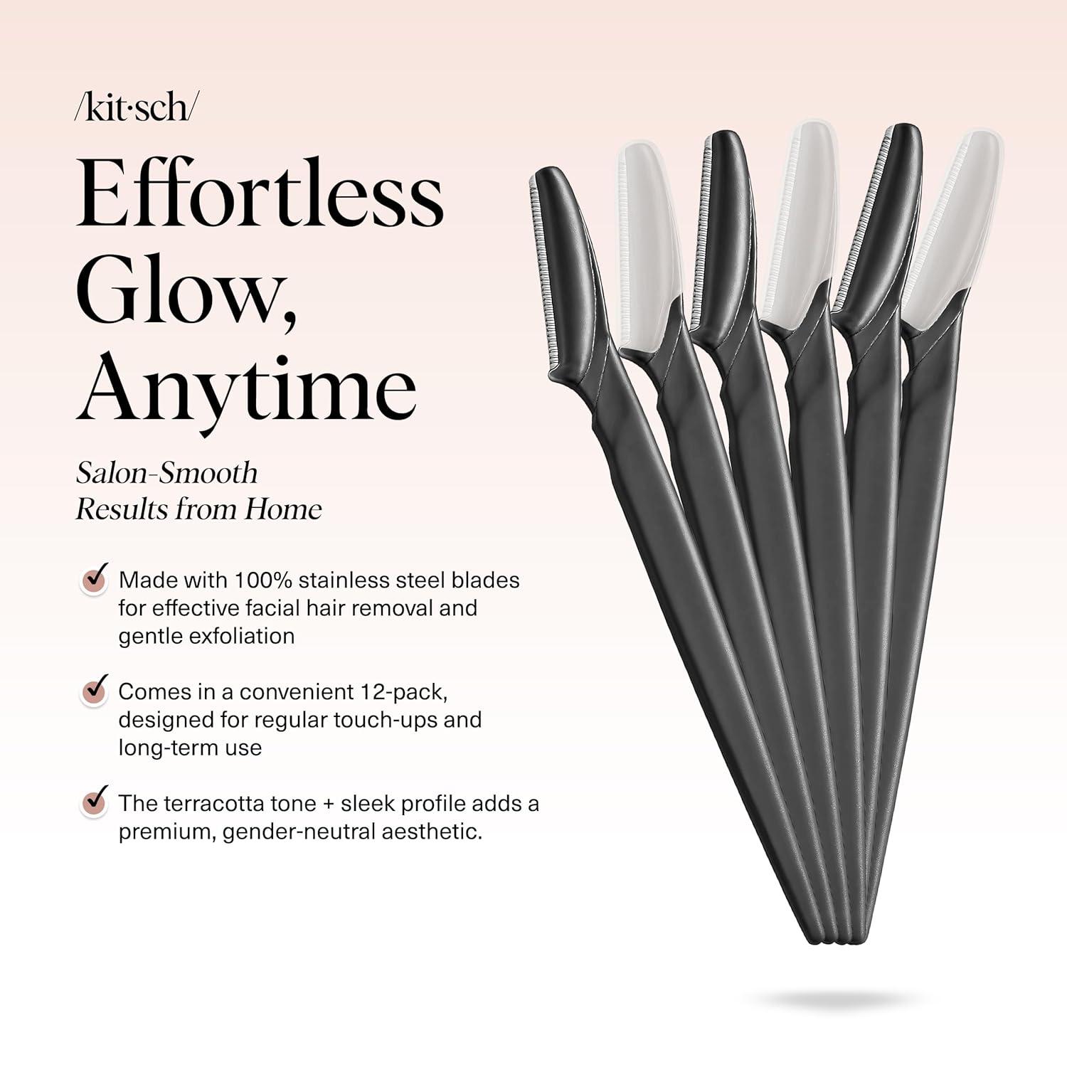 imageKitsch Dermaplane Razor for Women Face Face Razors for Women ampamp Men Eyebrow Trimmer ampamp Face Shaver Exfoliating Facial Razor ampamp Skin Care Tool for Smoother Skin Black 6 pcsBlack