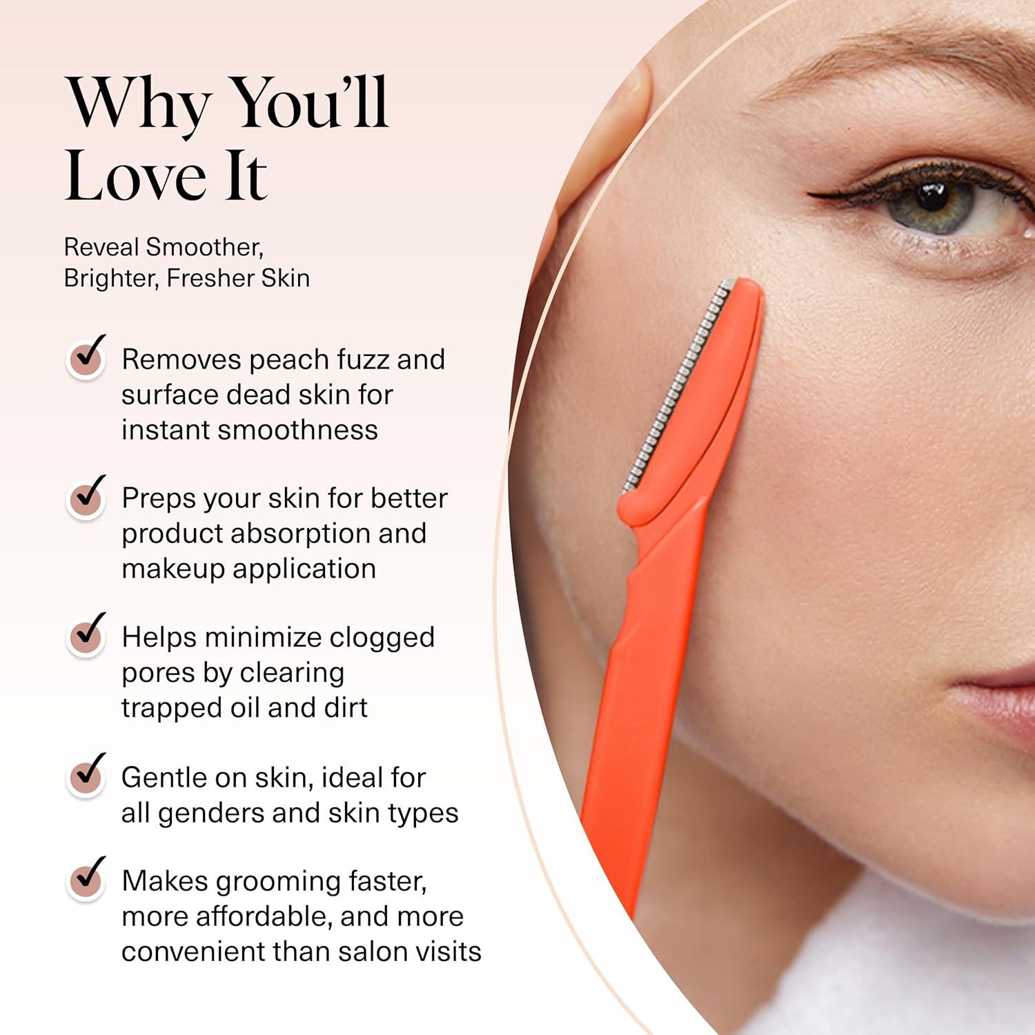 imageKitsch Dermaplane Razor for Women Face Face Razors for Women ampamp Men Eyebrow Trimmer ampamp Face Shaver Exfoliating Facial Razor ampamp Skin Care Tool for Smoother Skin Black 6 pcsCoral