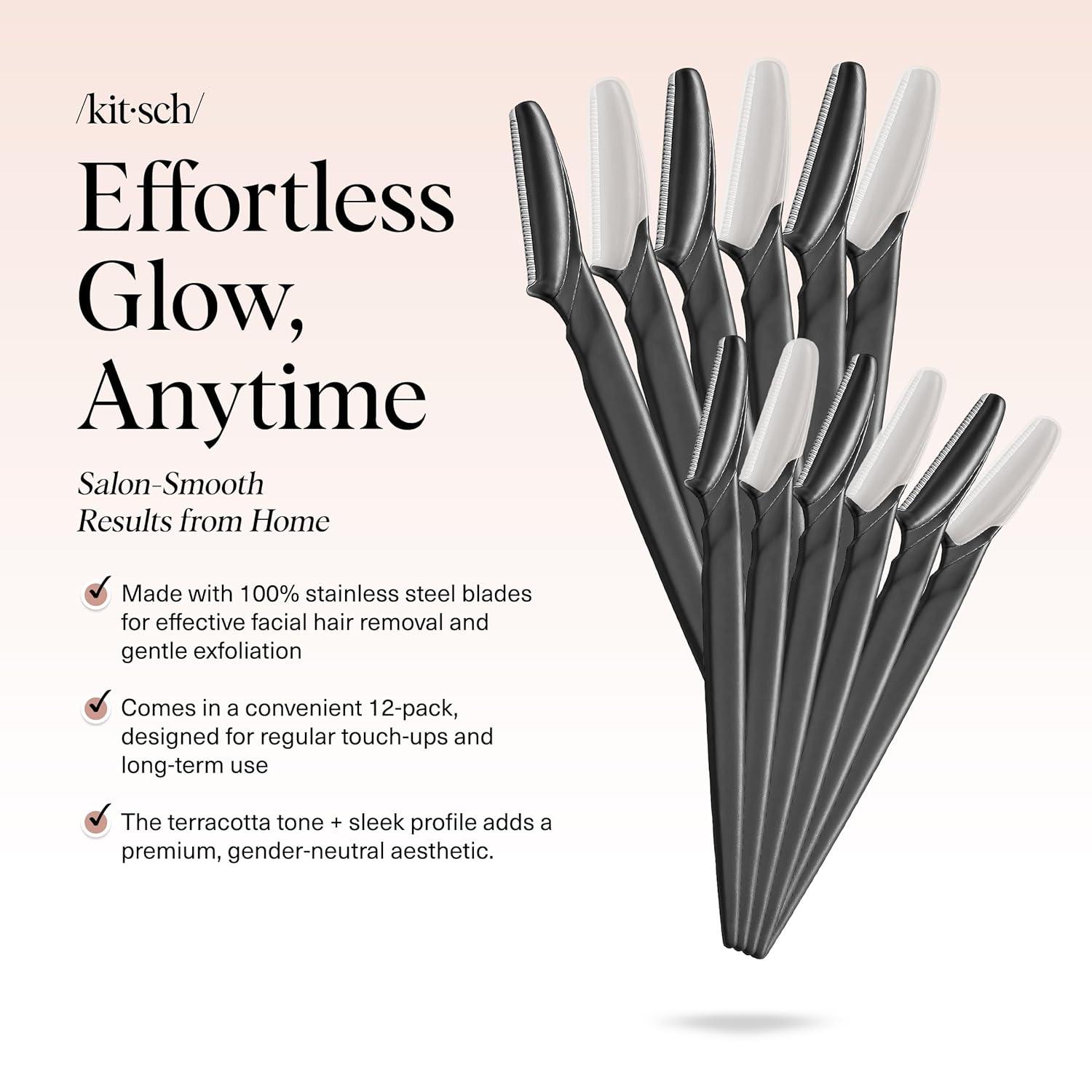 imageKitsch Dermaplane Razor for Women Face Face Razors for Women ampamp Men Eyebrow Trimmer ampamp Face Shaver Exfoliating Facial Razor ampamp Skin Care Tool for Smoother Skin Black 6 pcsBlack