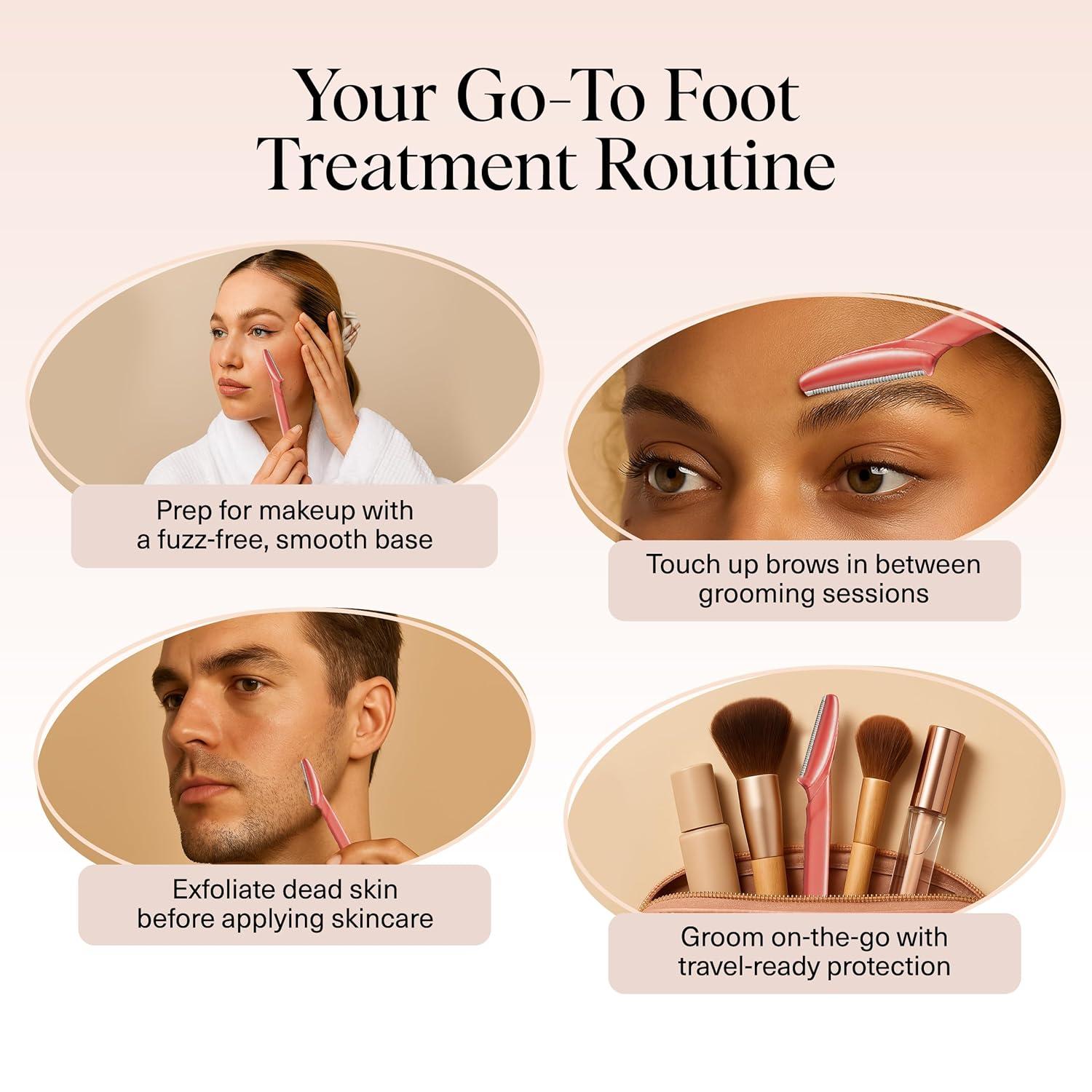 imageKitsch Dermaplane Razor for Women Face Face Razors for Women ampamp Men Eyebrow Trimmer ampamp Face Shaver Exfoliating Facial Razor ampamp Skin Care Tool for Smoother Skin Black 6 pcsCoral