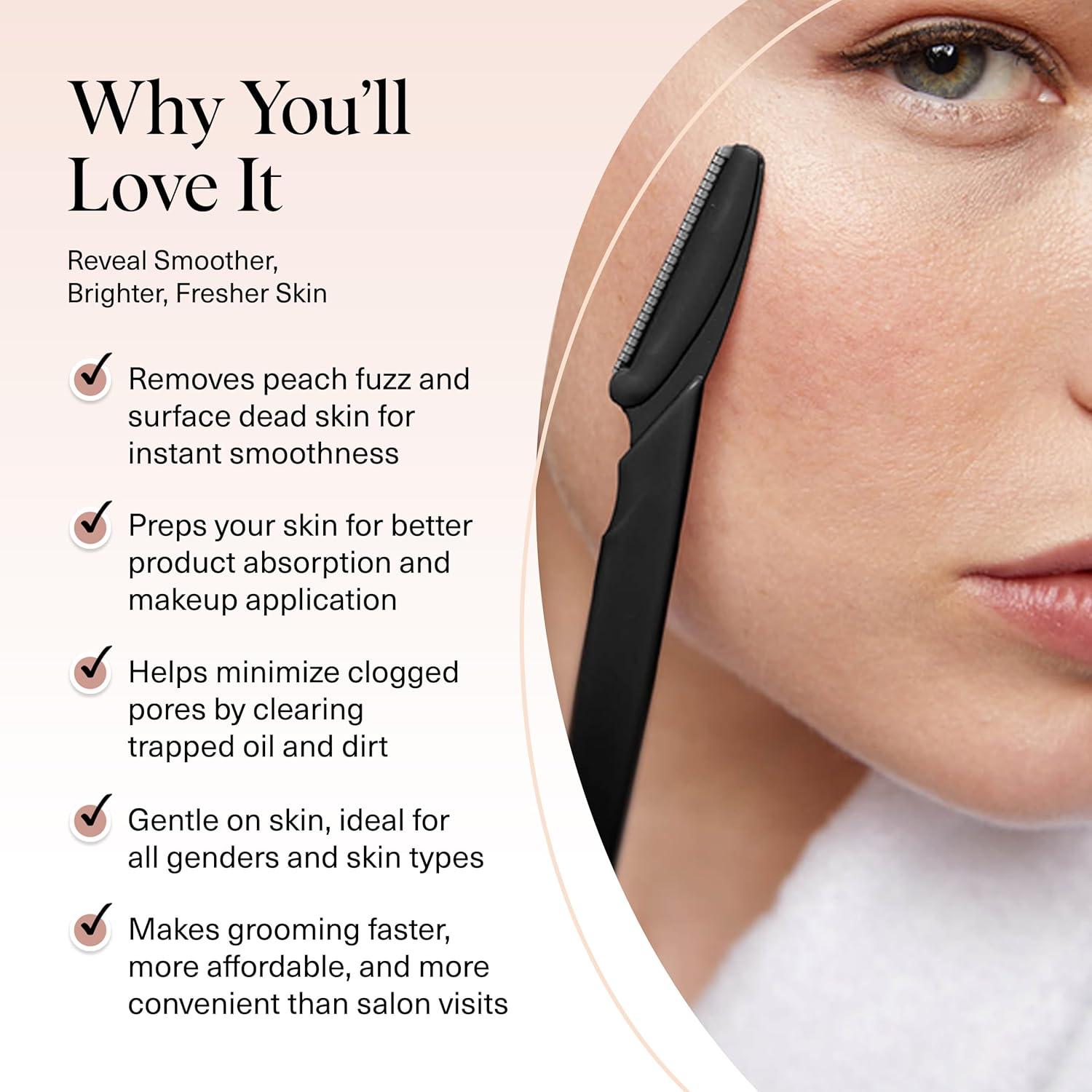 imageKitsch Dermaplane Razor for Women Face Face Razors for Women ampamp Men Eyebrow Trimmer ampamp Face Shaver Exfoliating Facial Razor ampamp Skin Care Tool for Smoother Skin Black 6 pcsBlack