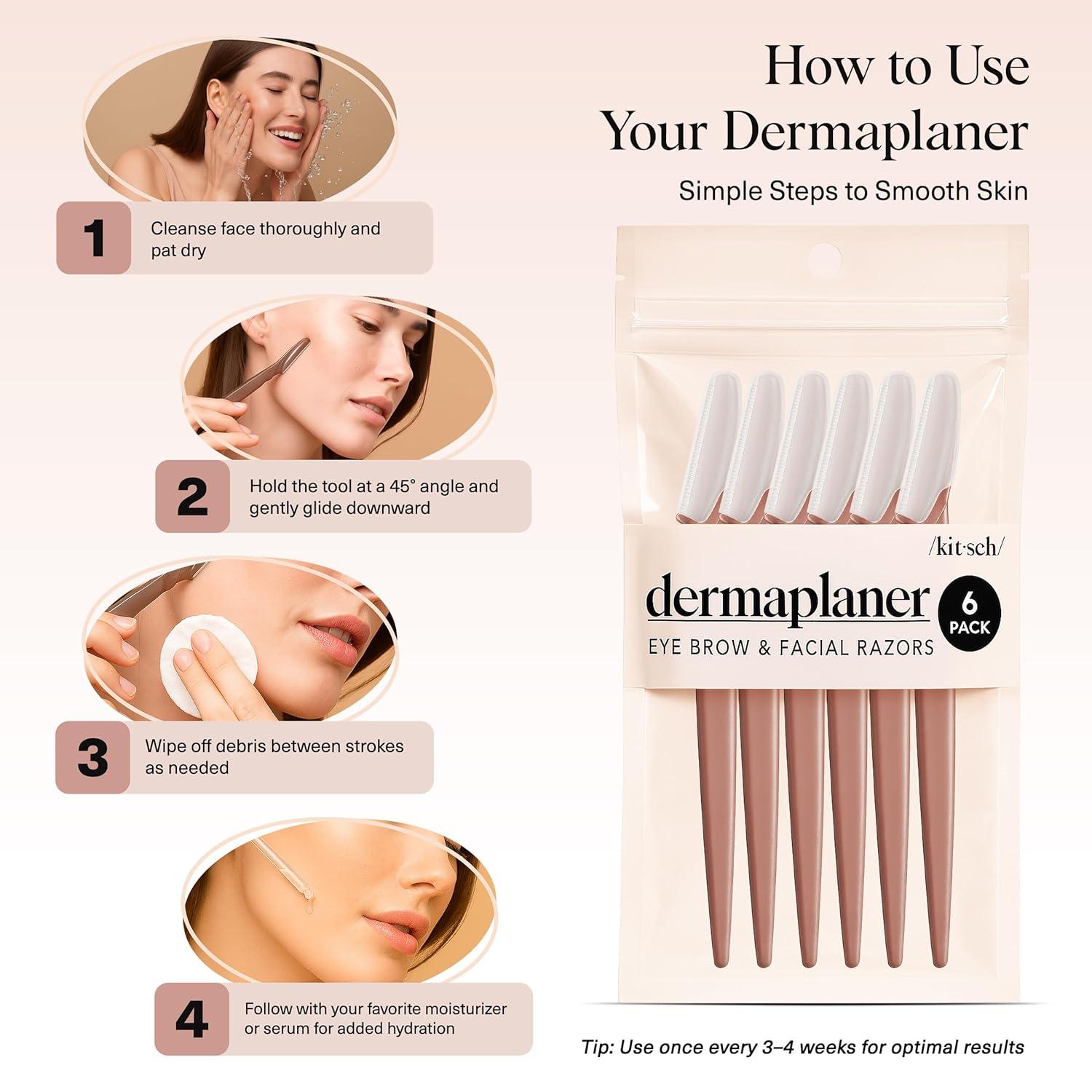 imageKitsch Dermaplane Razor for Women Face Face Razors for Women ampamp Men Eyebrow Trimmer ampamp Face Shaver Exfoliating Facial Razor ampamp Skin Care Tool for Smoother Skin Black 6 pcsTerracotta