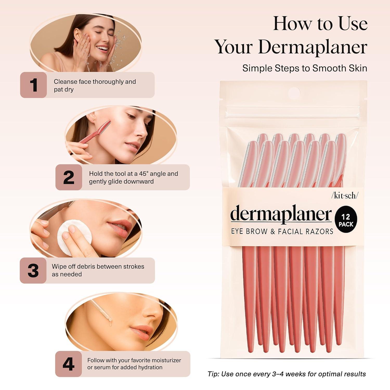 imageKitsch Dermaplane Razor for Women Face Face Razors for Women ampamp Men Eyebrow Trimmer ampamp Face Shaver Exfoliating Facial Razor ampamp Skin Care Tool for Smoother Skin Black 6 pcsCoral