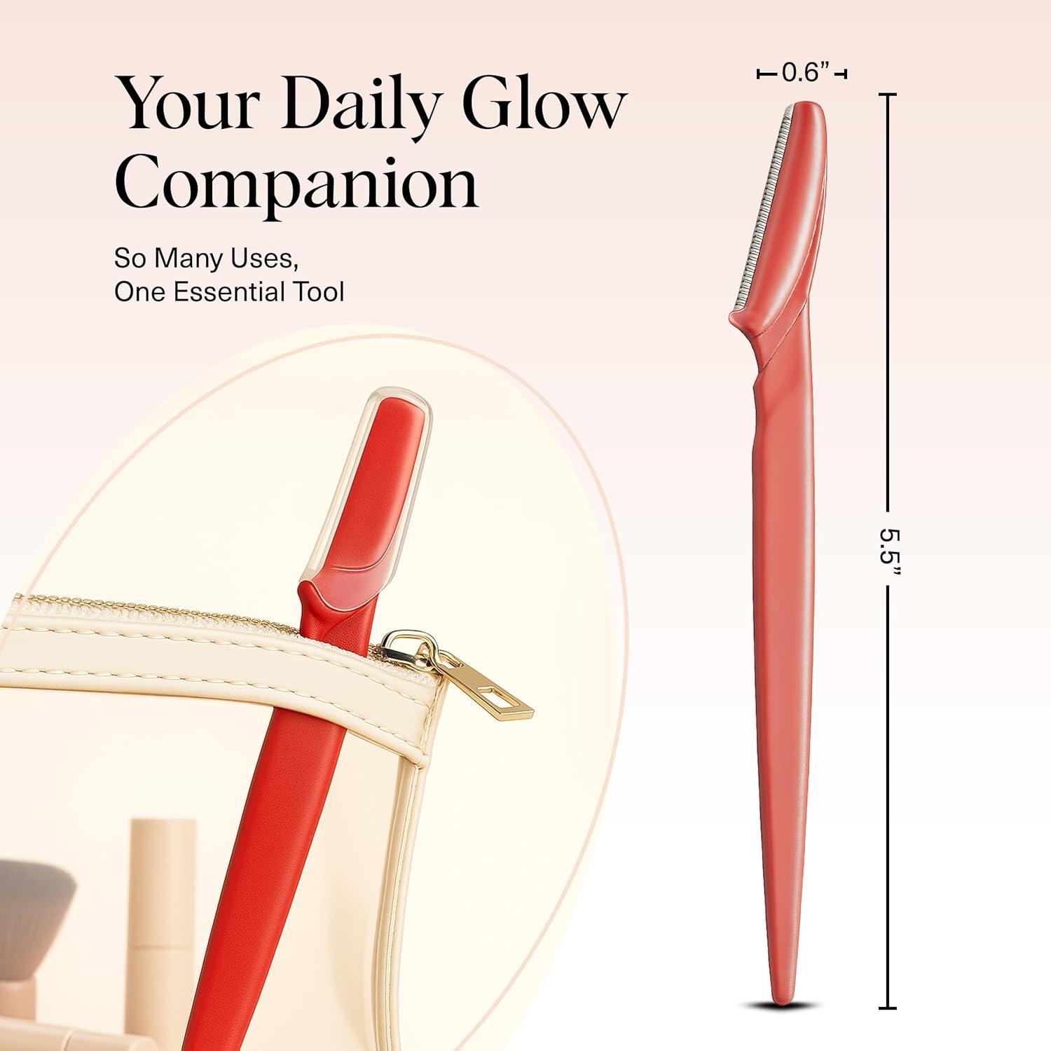 imageKitsch Dermaplane Razor for Women Face Face Razors for Women ampamp Men Eyebrow Trimmer ampamp Face Shaver Exfoliating Facial Razor ampamp Skin Care Tool for Smoother Skin Black 6 pcsCoral