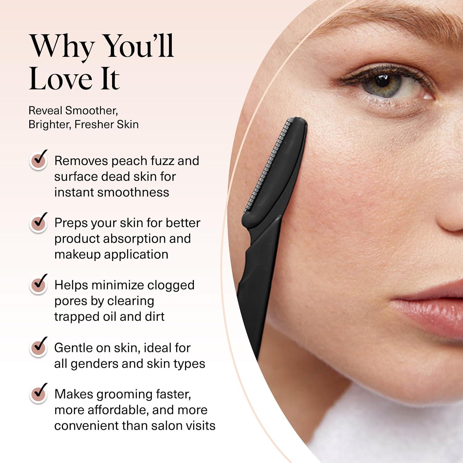 imageKitsch Dermaplane Razor for Women Face Face Razors for Women ampamp Men Eyebrow Trimmer ampamp Face Shaver Exfoliating Facial Razor ampamp Skin Care Tool for Smoother Skin Black 6 pcsBlack