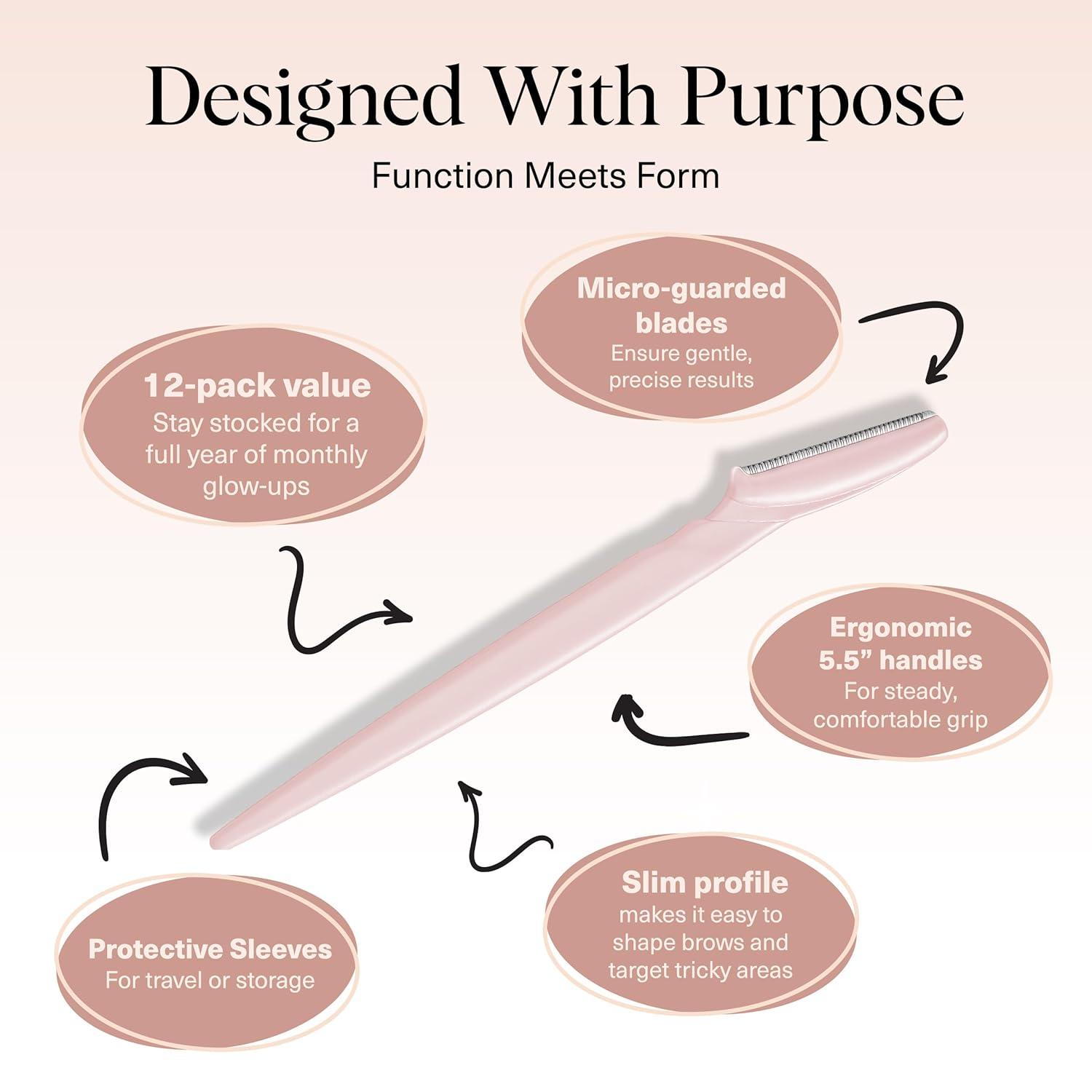 imageKitsch Dermaplane Razor for Women Face Face Razors for Women ampamp Men Eyebrow Trimmer ampamp Face Shaver Exfoliating Facial Razor ampamp Skin Care Tool for Smoother Skin Black 6 pcsBlush