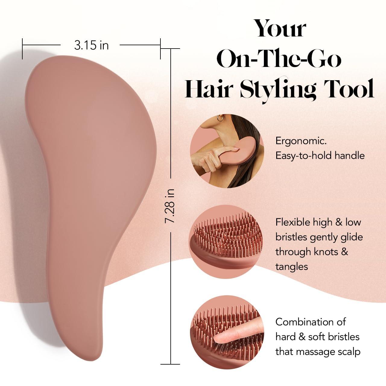 imageKitsch Detangler Brush Gentle Curly Hair Brush with Flexible Bristles for All Hair Types Wet or Dry Detangling Hair Brushes for Women ampamp Men Adults ampamp Kids BlackTerracotta