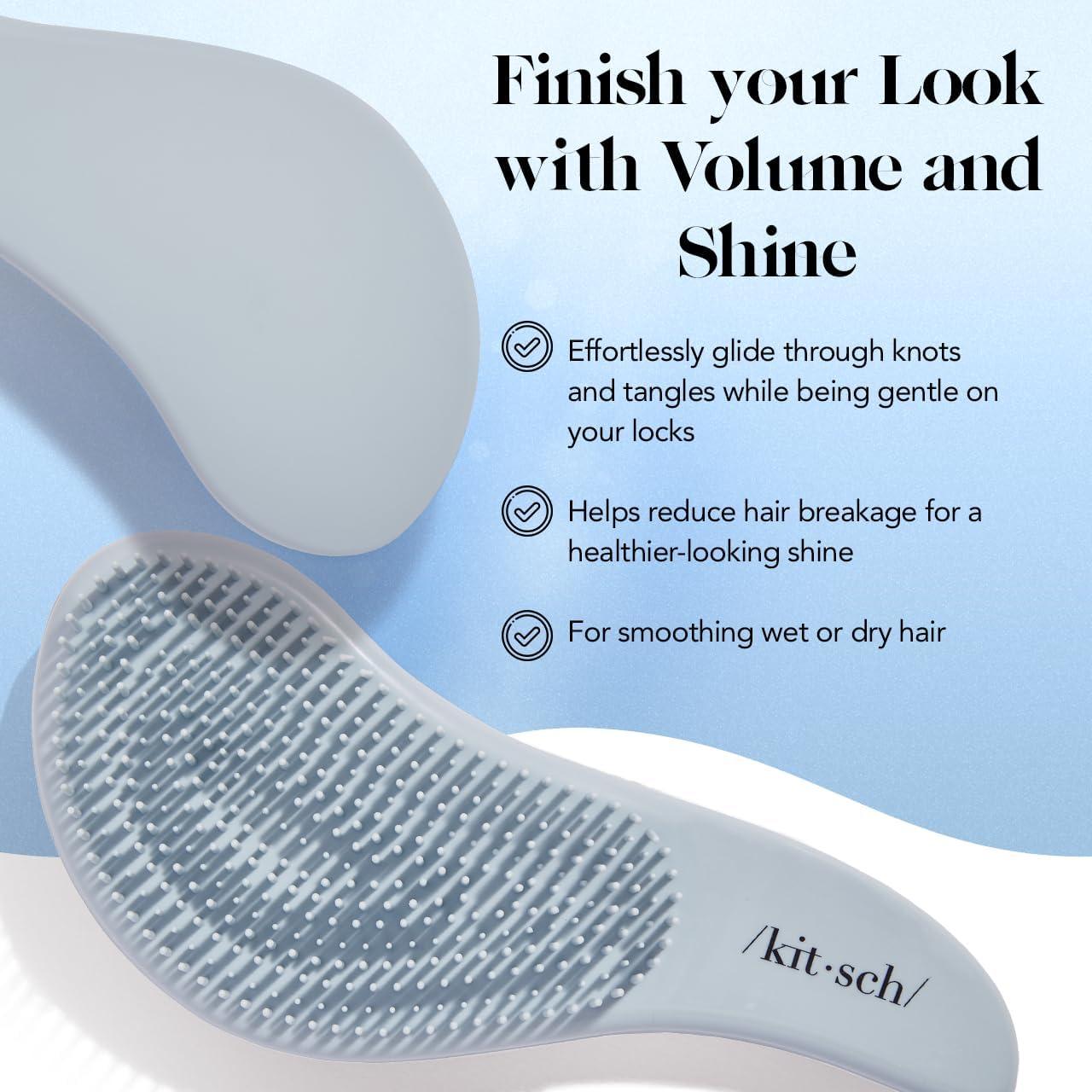 imageKitsch Detangler Brush Gentle Curly Hair Brush with Flexible Bristles for All Hair Types Wet or Dry Detangling Hair Brushes for Women ampamp Men Adults ampamp Kids BlackHaze Blue