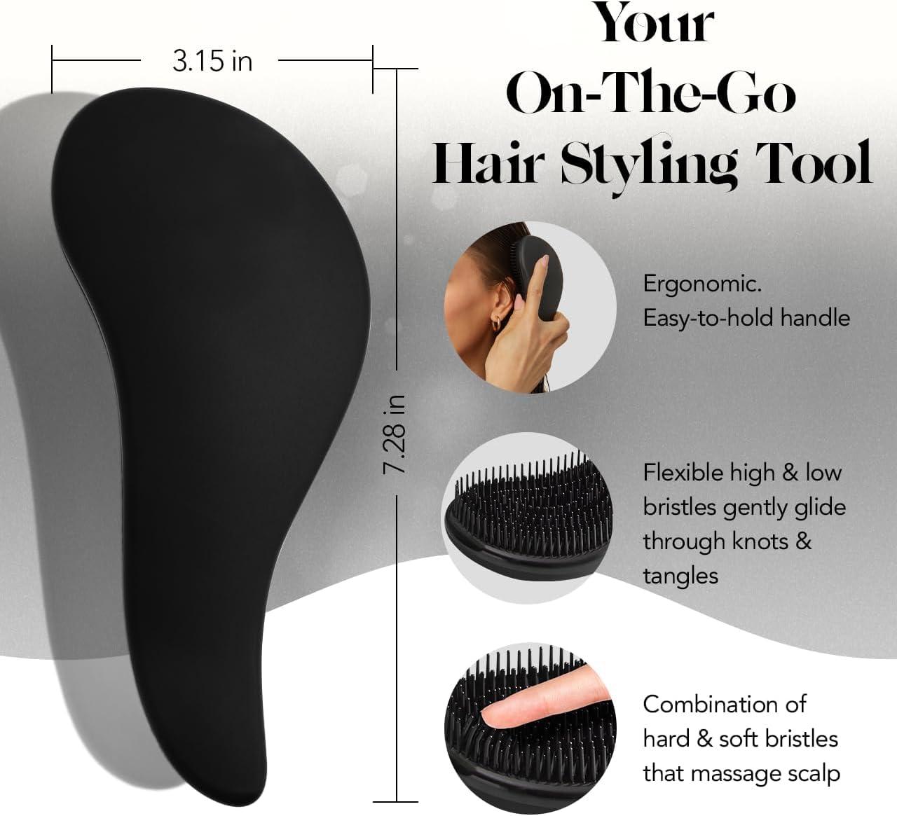 imageKitsch Detangler Brush Gentle Curly Hair Brush with Flexible Bristles for All Hair Types Wet or Dry Detangling Hair Brushes for Women ampamp Men Adults ampamp Kids BlackBlack