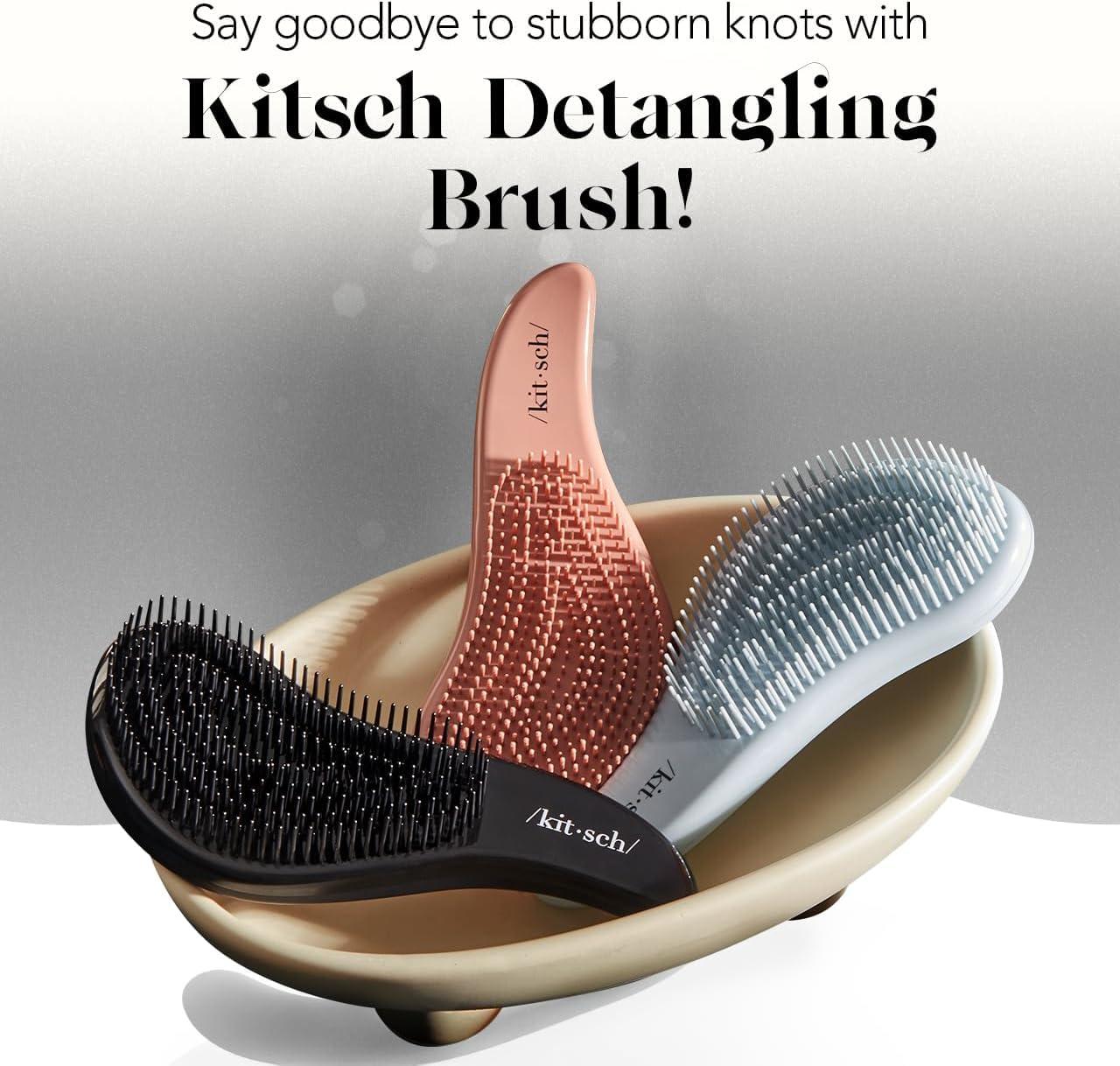 imageKitsch Detangler Brush Gentle Curly Hair Brush with Flexible Bristles for All Hair Types Wet or Dry Detangling Hair Brushes for Women ampamp Men Adults ampamp Kids BlackTerracotta