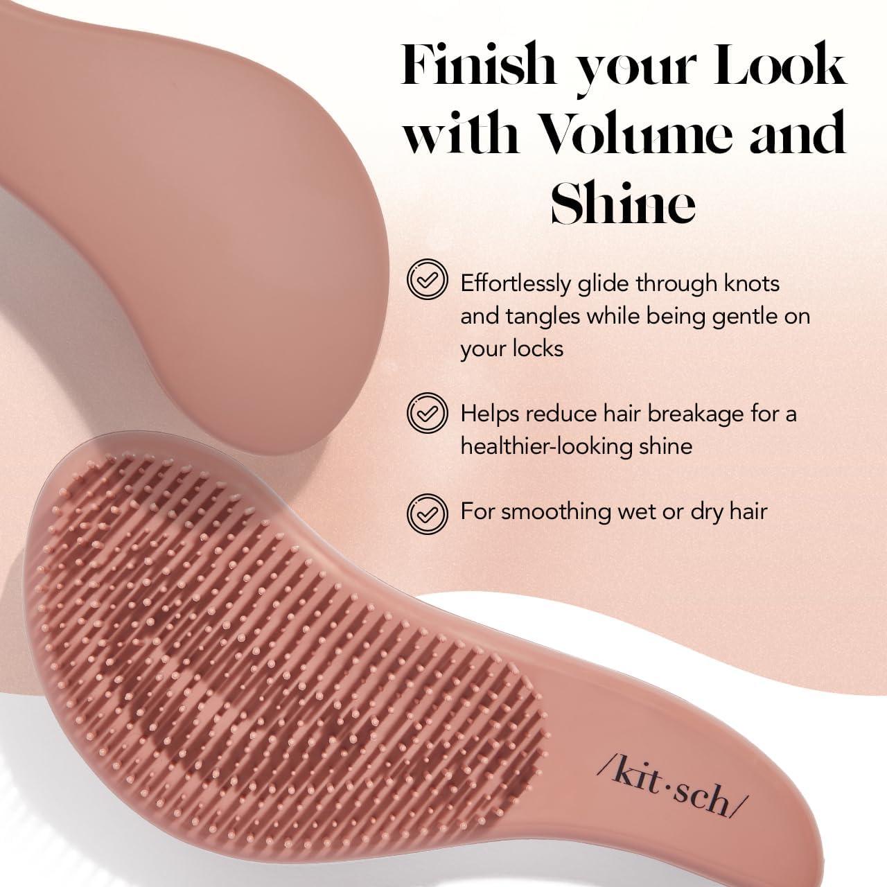 imageKitsch Detangler Brush Gentle Curly Hair Brush with Flexible Bristles for All Hair Types Wet or Dry Detangling Hair Brushes for Women ampamp Men Adults ampamp Kids BlackTerracotta