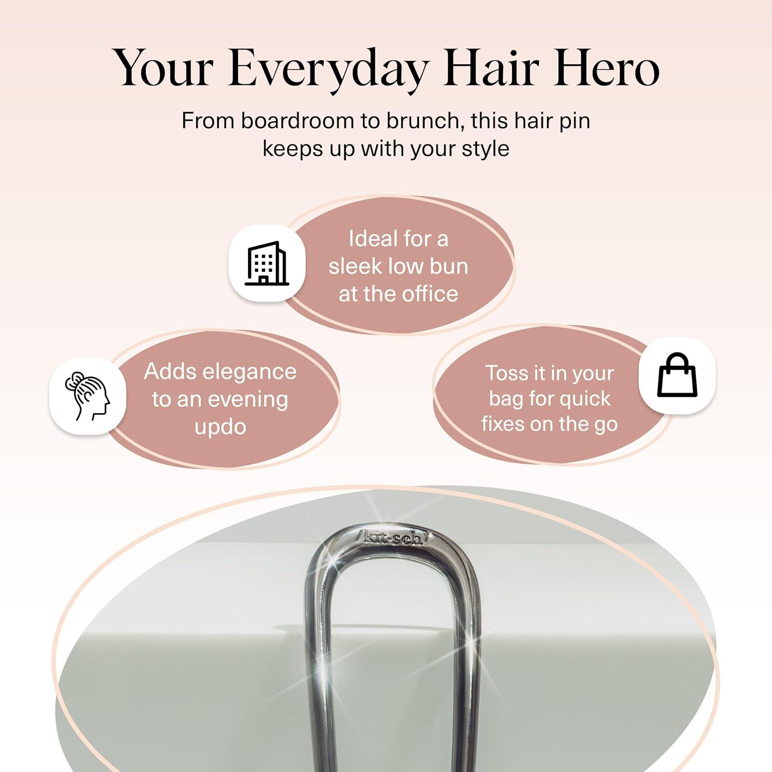 imageKitsch French Hair Pins for Women Elegant ampamp Durable Metal Hair Fork for Updos Chignon Bun ampamp Twist Hairstyles Secure Hold All Day Comfortable Fit Ideal Gifts for Women Gold 1pcHematite