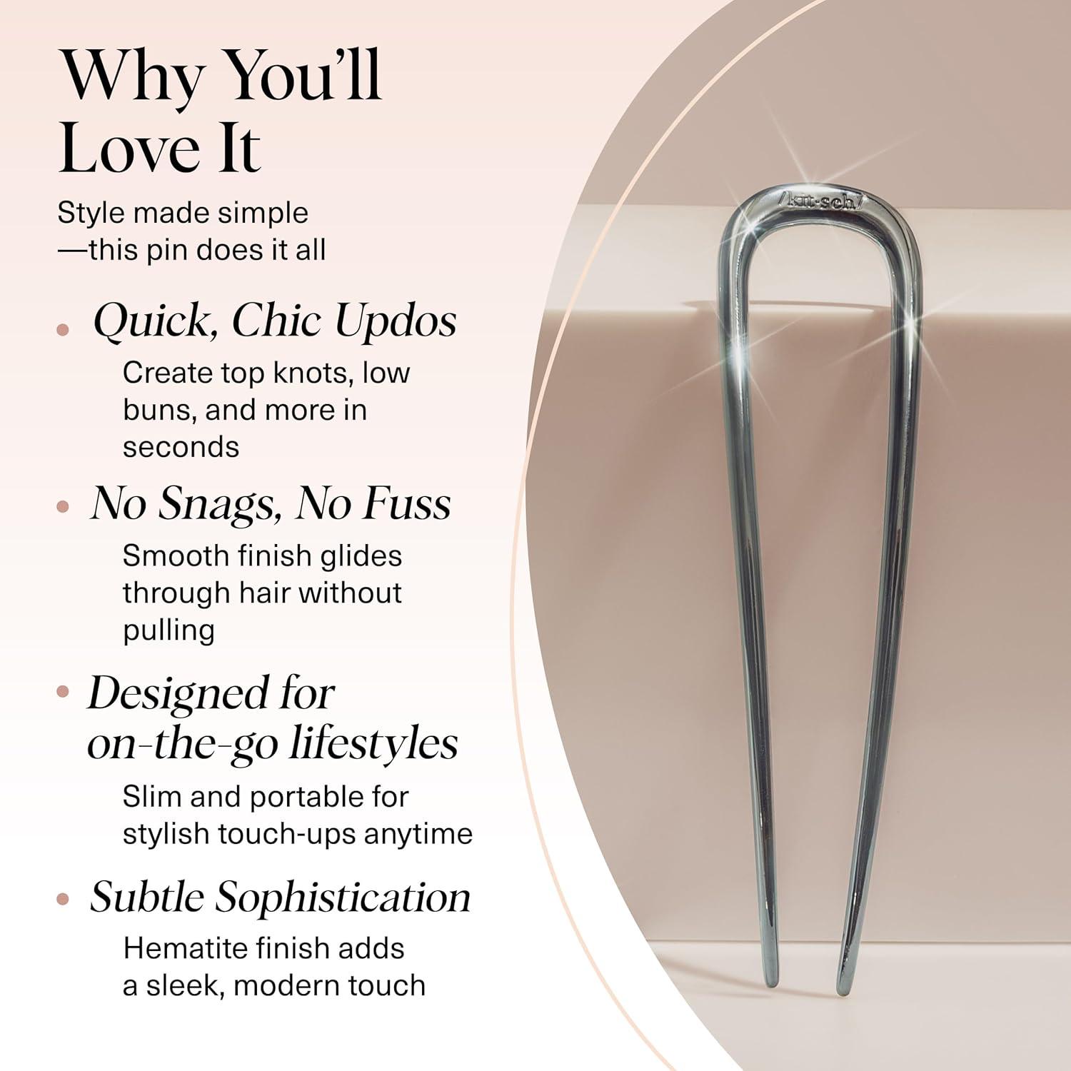 imageKitsch French Hair Pins for Women Elegant ampamp Durable Metal Hair Fork for Updos Chignon Bun ampamp Twist Hairstyles Secure Hold All Day Comfortable Fit Ideal Gifts for Women Gold 1pcHematite