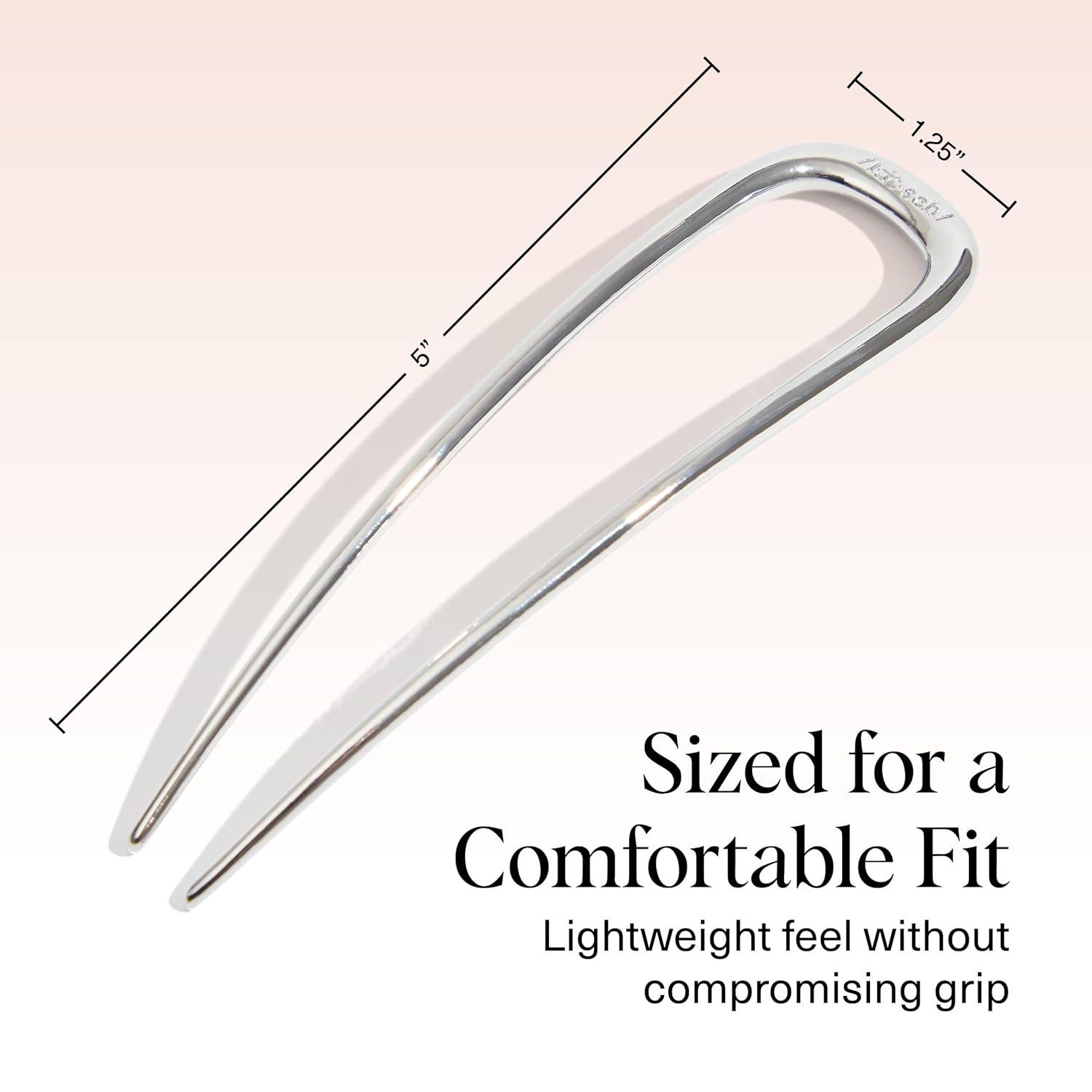 imageKitsch French Hair Pins for Women Elegant ampamp Durable Metal Hair Fork for Updos Chignon Bun ampamp Twist Hairstyles Secure Hold All Day Comfortable Fit Ideal Gifts for Women Gold 1pcSilver