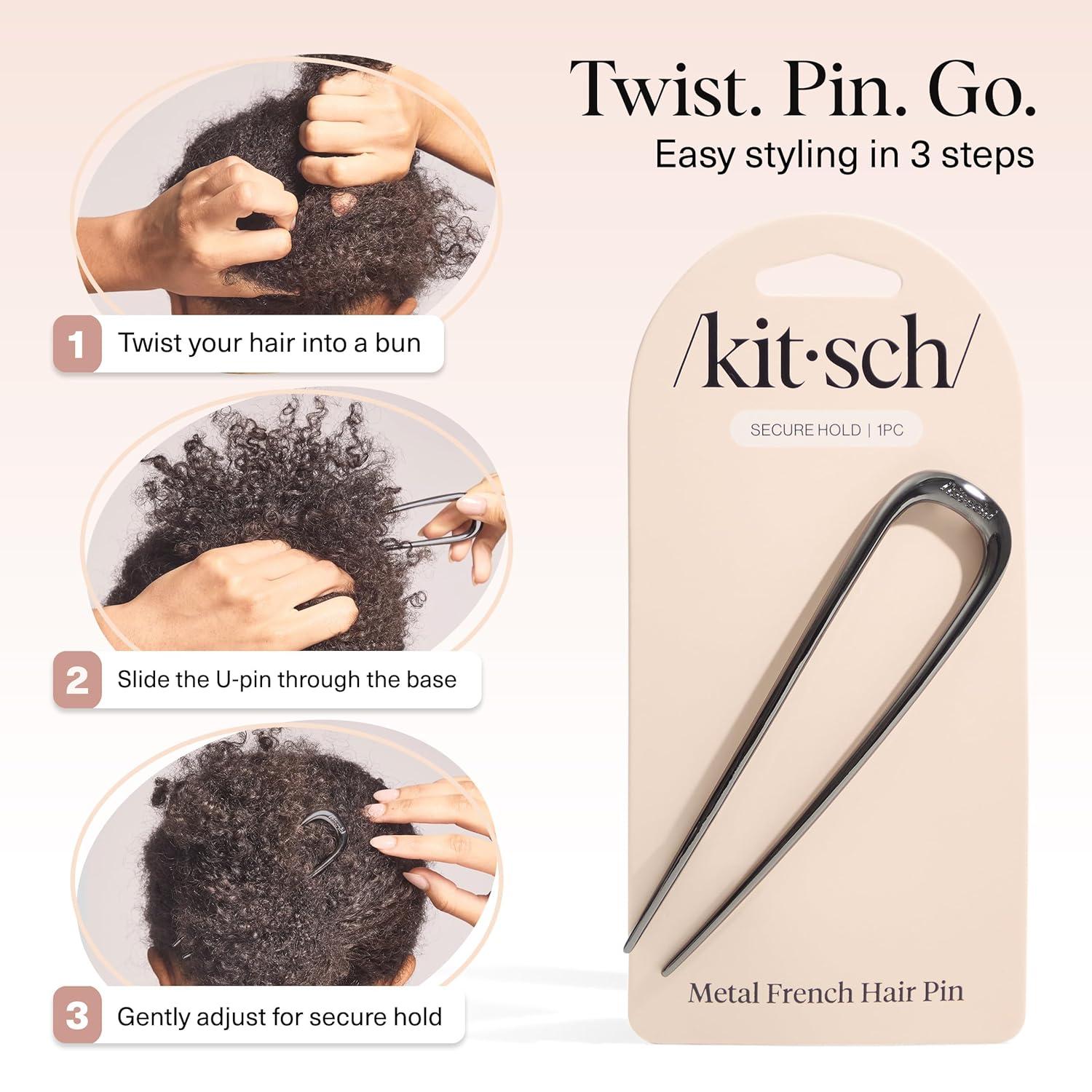 imageKitsch French Hair Pins for Women Elegant ampamp Durable Metal Hair Fork for Updos Chignon Bun ampamp Twist Hairstyles Secure Hold All Day Comfortable Fit Ideal Gifts for Women Gold 1pcHematite