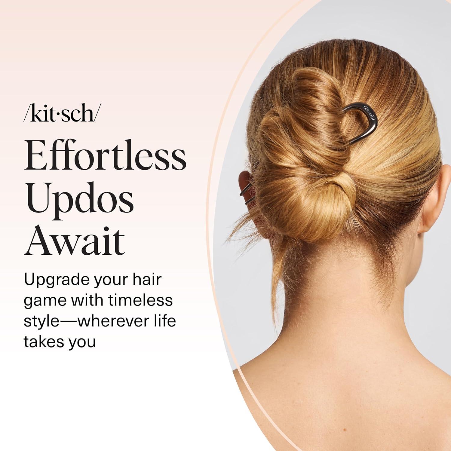 imageKitsch French Hair Pins for Women Elegant ampamp Durable Metal Hair Fork for Updos Chignon Bun ampamp Twist Hairstyles Secure Hold All Day Comfortable Fit Ideal Gifts for Women Gold 1pcHematite