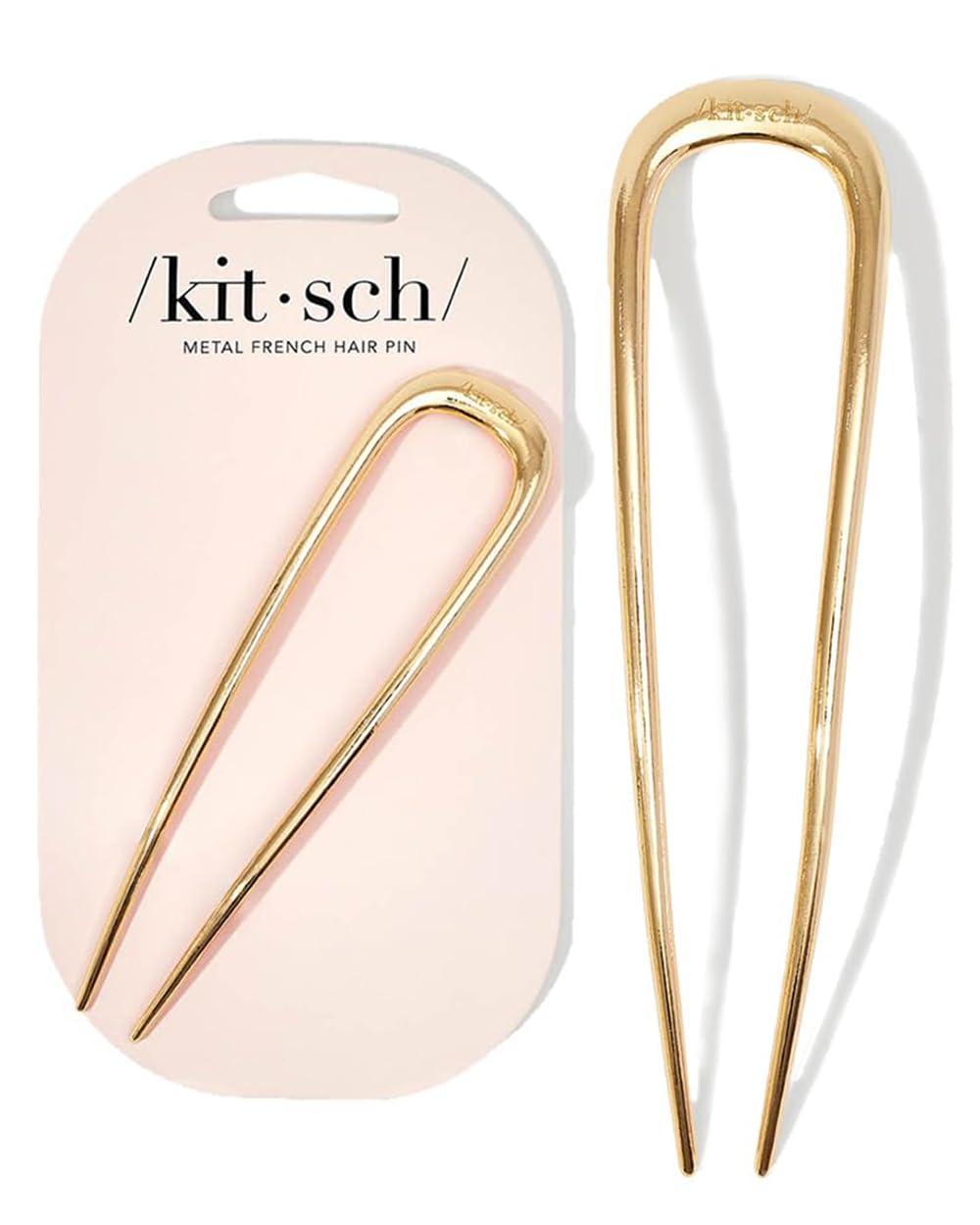 imageKitsch French Hair Pins for Women Elegant ampamp Durable Metal Hair Fork for Updos Chignon Bun ampamp Twist Hairstyles Secure Hold All Day Comfortable Fit Ideal Gifts for Women Gold 1pcGold