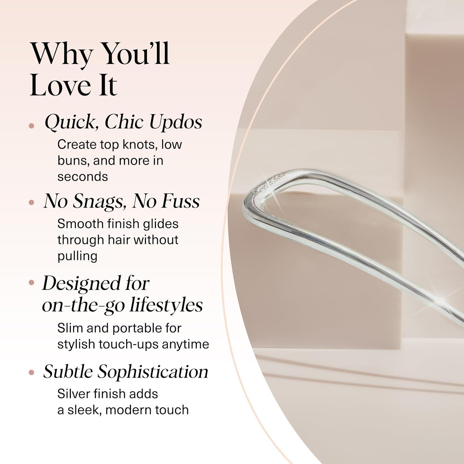 imageKitsch French Hair Pins for Women Elegant ampamp Durable Metal Hair Fork for Updos Chignon Bun ampamp Twist Hairstyles Secure Hold All Day Comfortable Fit Ideal Gifts for Women Gold 1pcSilver