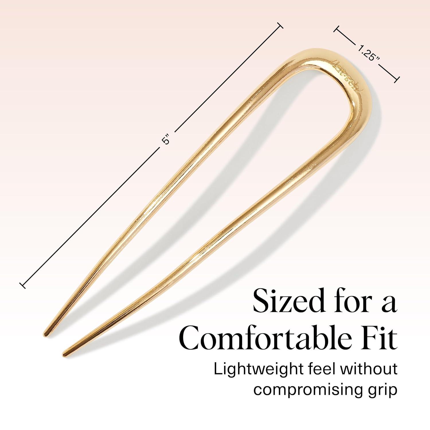 imageKitsch French Hair Pins for Women Elegant ampamp Durable Metal Hair Fork for Updos Chignon Bun ampamp Twist Hairstyles Secure Hold All Day Comfortable Fit Ideal Gifts for Women Gold 1pcGold