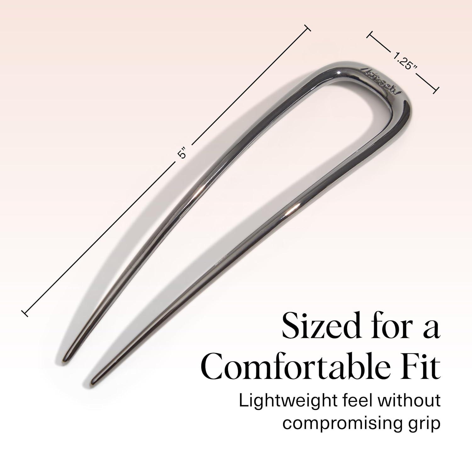 imageKitsch French Hair Pins for Women Elegant ampamp Durable Metal Hair Fork for Updos Chignon Bun ampamp Twist Hairstyles Secure Hold All Day Comfortable Fit Ideal Gifts for Women Gold 1pcHematite