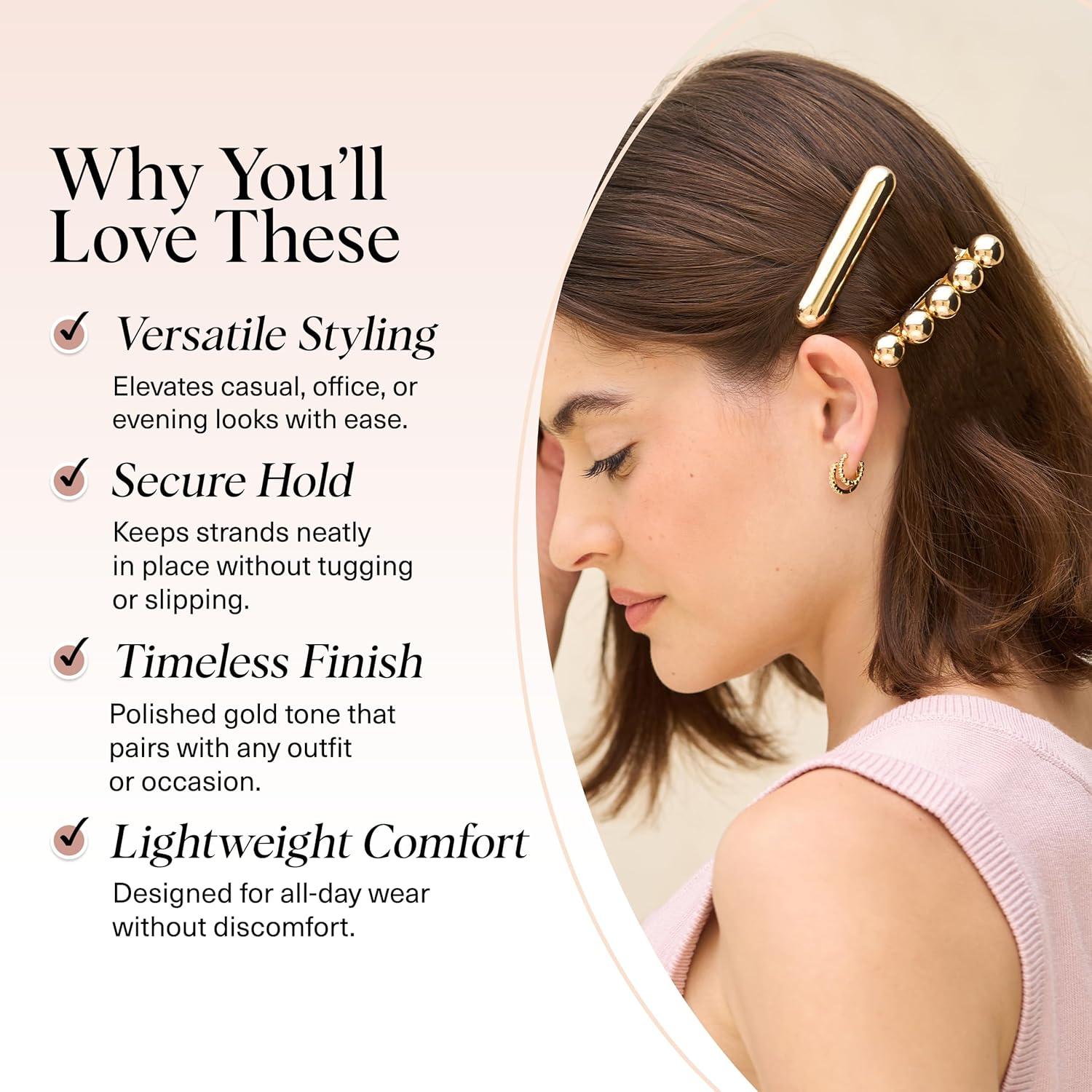 imageKitsch Gold Hair Barrettes For Women Stylish Durable ampamp Elegant Metal Hair Clips for Women for Everyday or Special Occasions Cloud ampamp Bubble Design Ideal Gifts for Women2pc Set