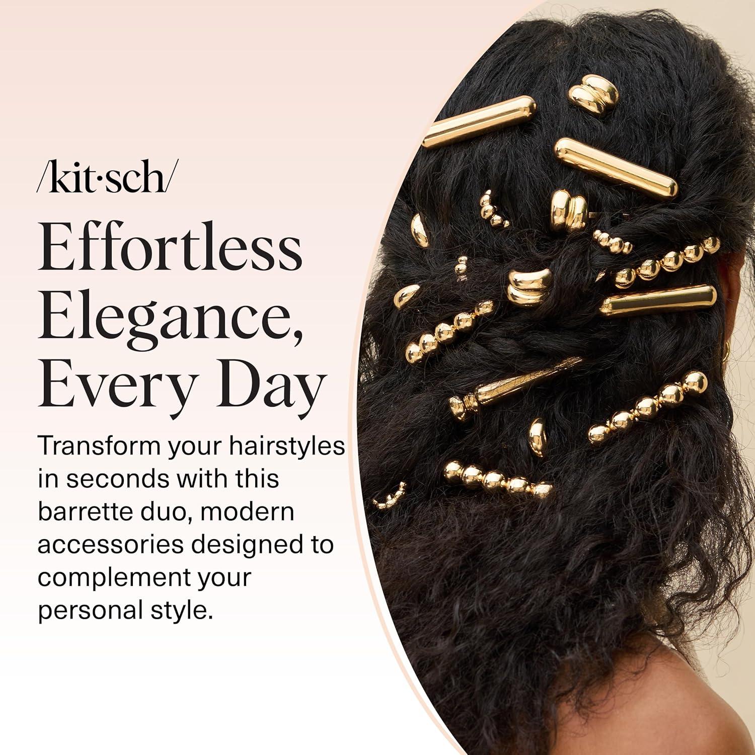 imageKitsch Gold Hair Barrettes For Women Stylish Durable ampamp Elegant Metal Hair Clips for Women for Everyday or Special Occasions Cloud ampamp Bubble Design Ideal Gifts for Women2pc Set