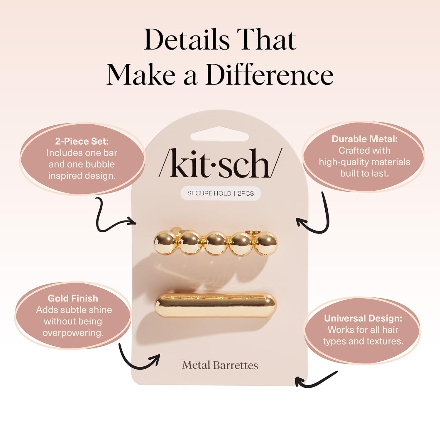 imageKitsch Gold Hair Barrettes For Women Stylish Durable ampamp Elegant Metal Hair Clips for Women for Everyday or Special Occasions Cloud ampamp Bubble Design Ideal Gifts for Women2pc Set