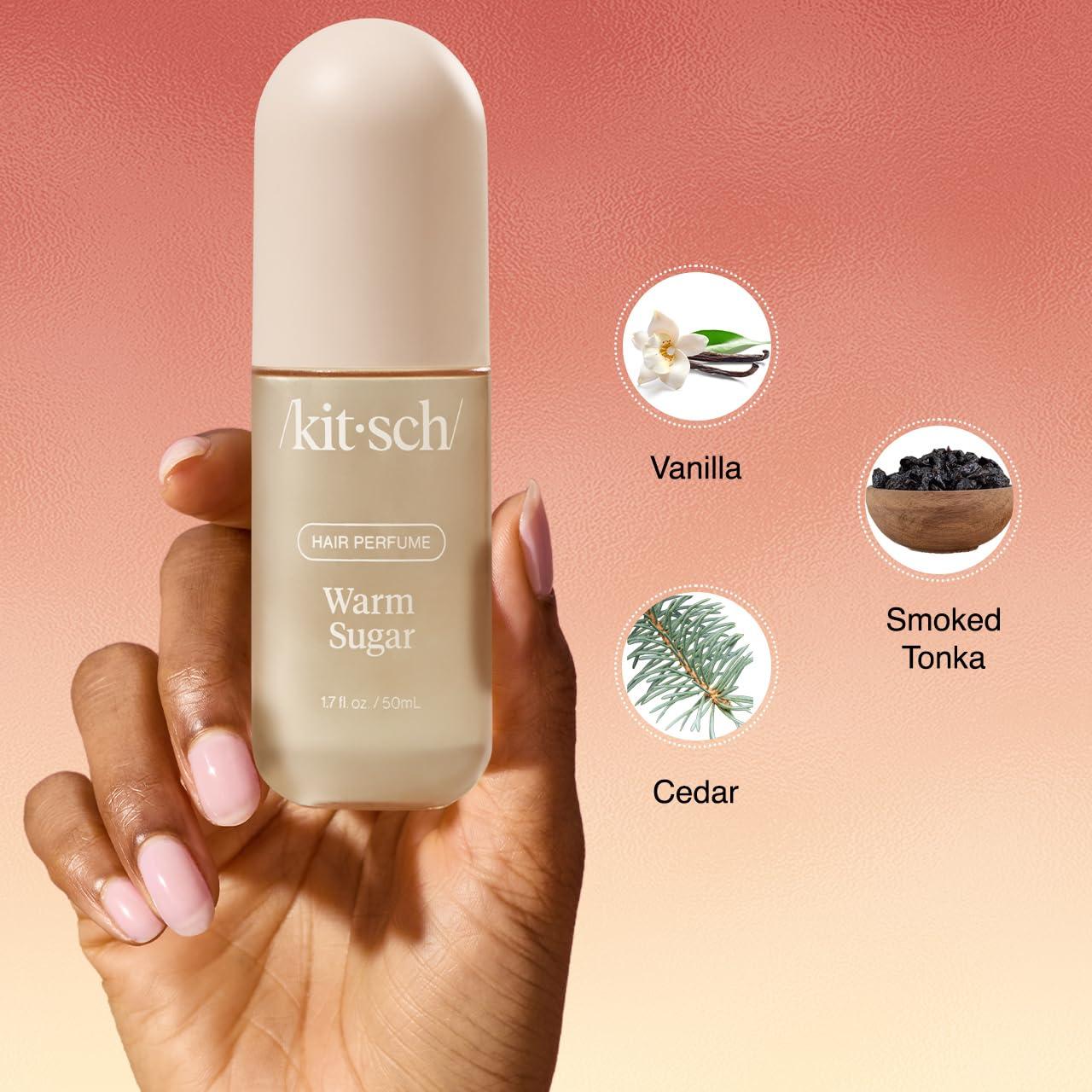 imageKitsch Hair Perfume for Women Amber Shores Clean Deodorizing ampamp Patented OdorEliminating Technology Hair Spray ampamp Body Mist Freshen Hair Body ampamp Pillows Woody Aquatic Scent 50mLWarm Sugar Oak and Amber